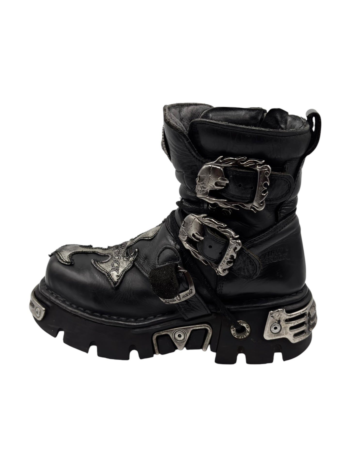 Vintage New Rock lace-up reactor leather platform boots