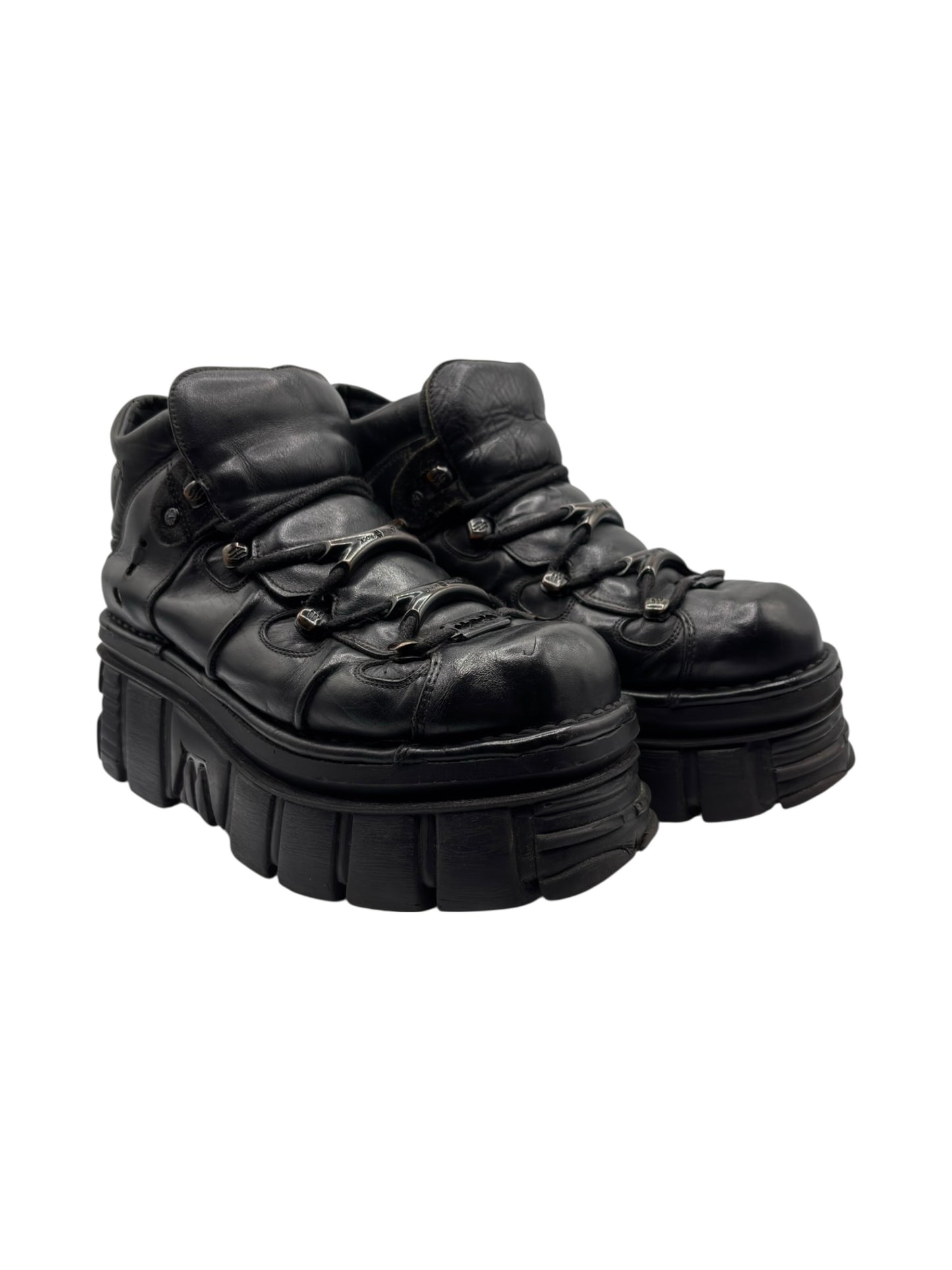Vintage New Rock M106 black platform boots