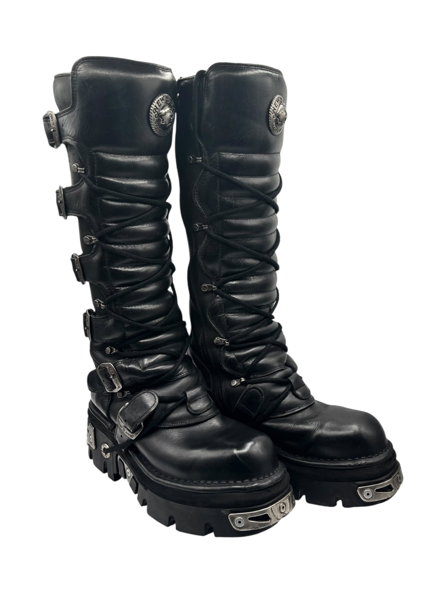 Vintage New Rock knee high reactor leather boots size 42