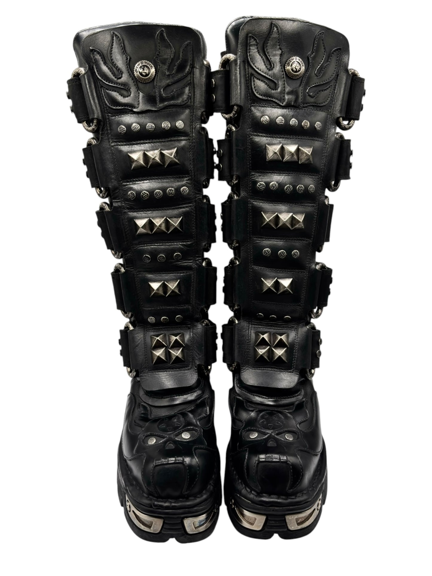 Vintage New Rock knee high studded demon leather boots