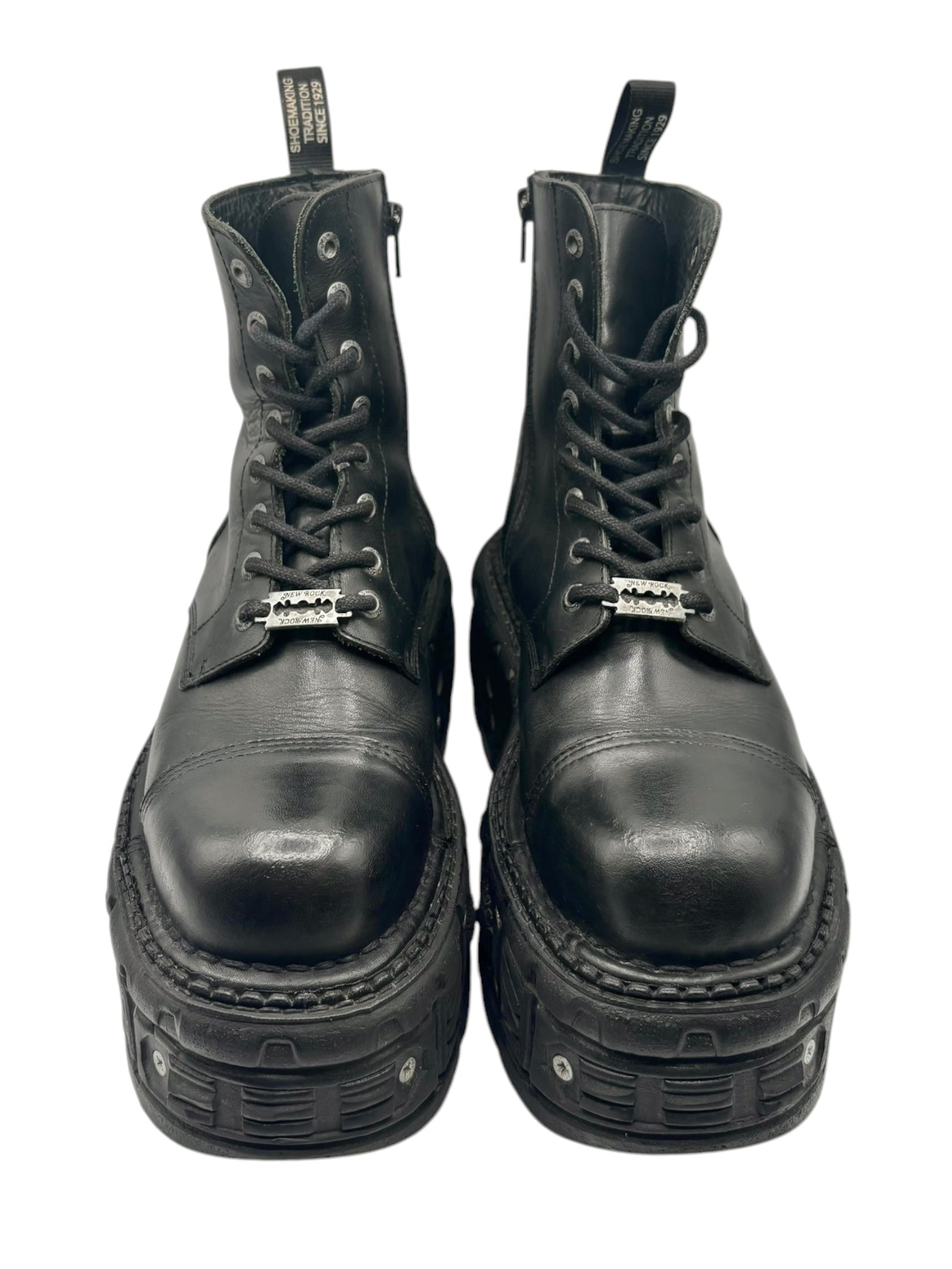 Vintage New Rock techno leather platform boots size 42