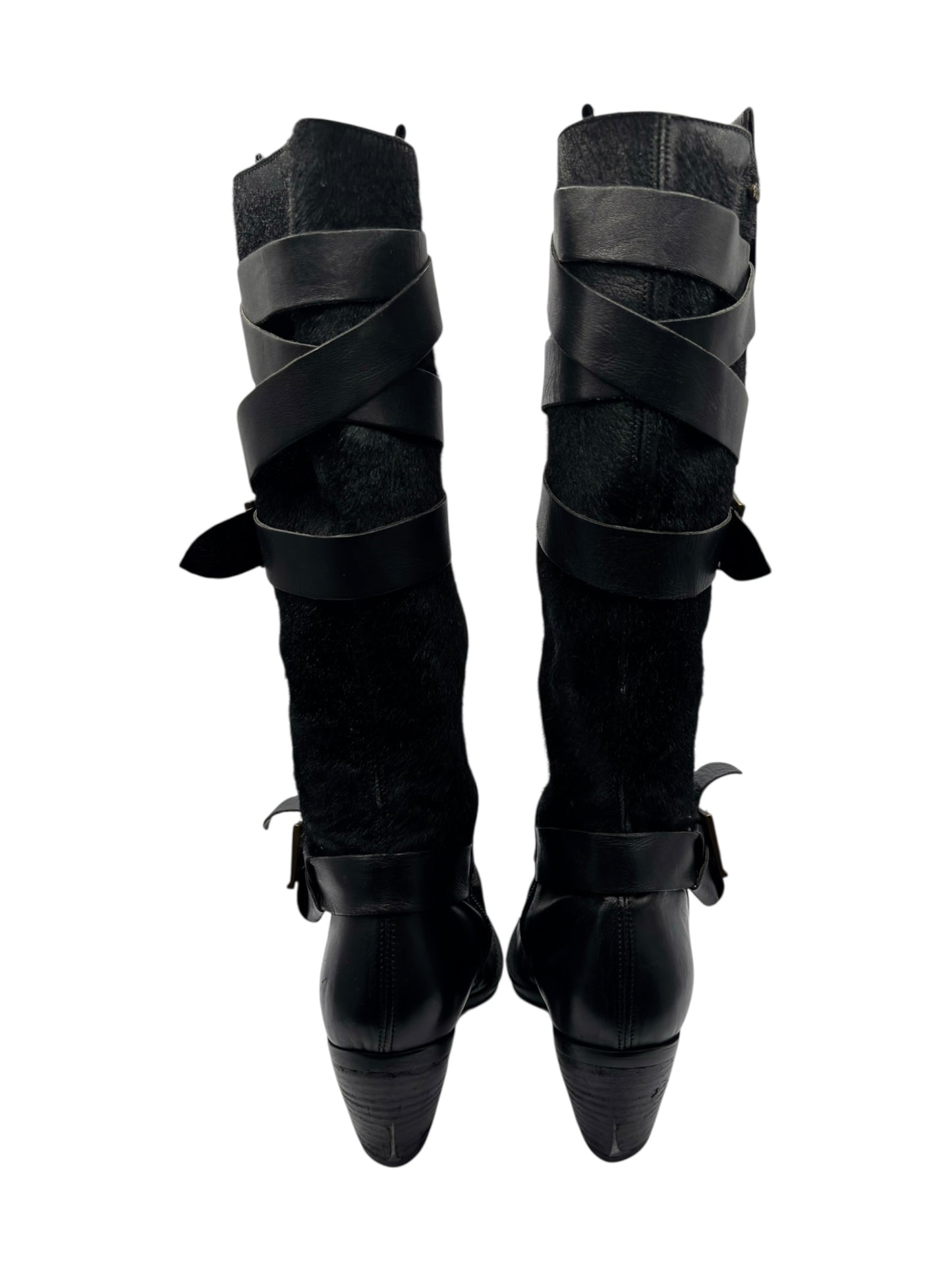 Beautiful vintage El Dantes black leather pointy boots size 39