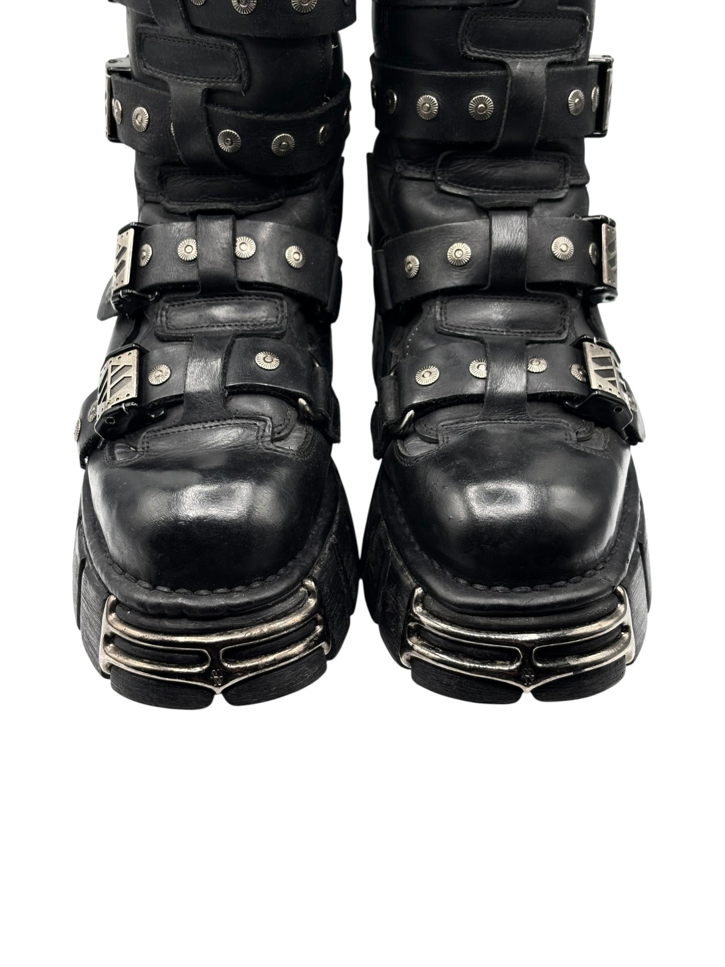 Vintage New Rock knee high studded platform boots size 43