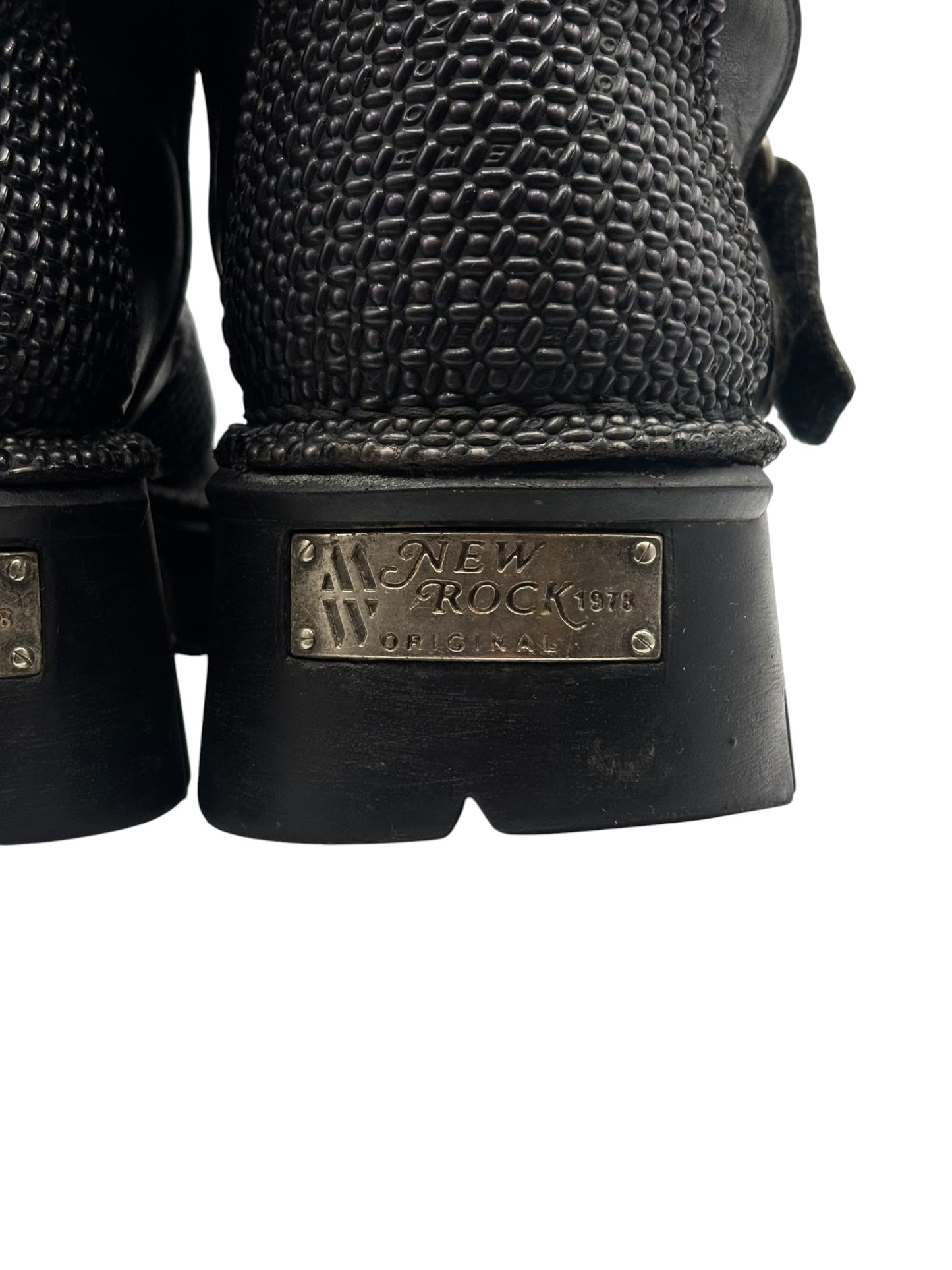 Vintage New Rock knee high velcro leather platform boots