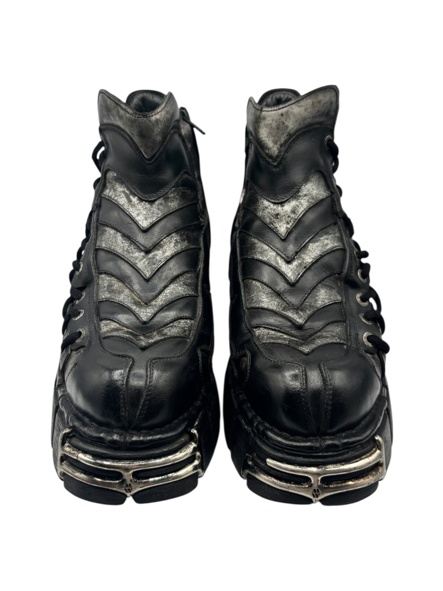 SUPER RARE vintage New Rock side lace platform boots size 44