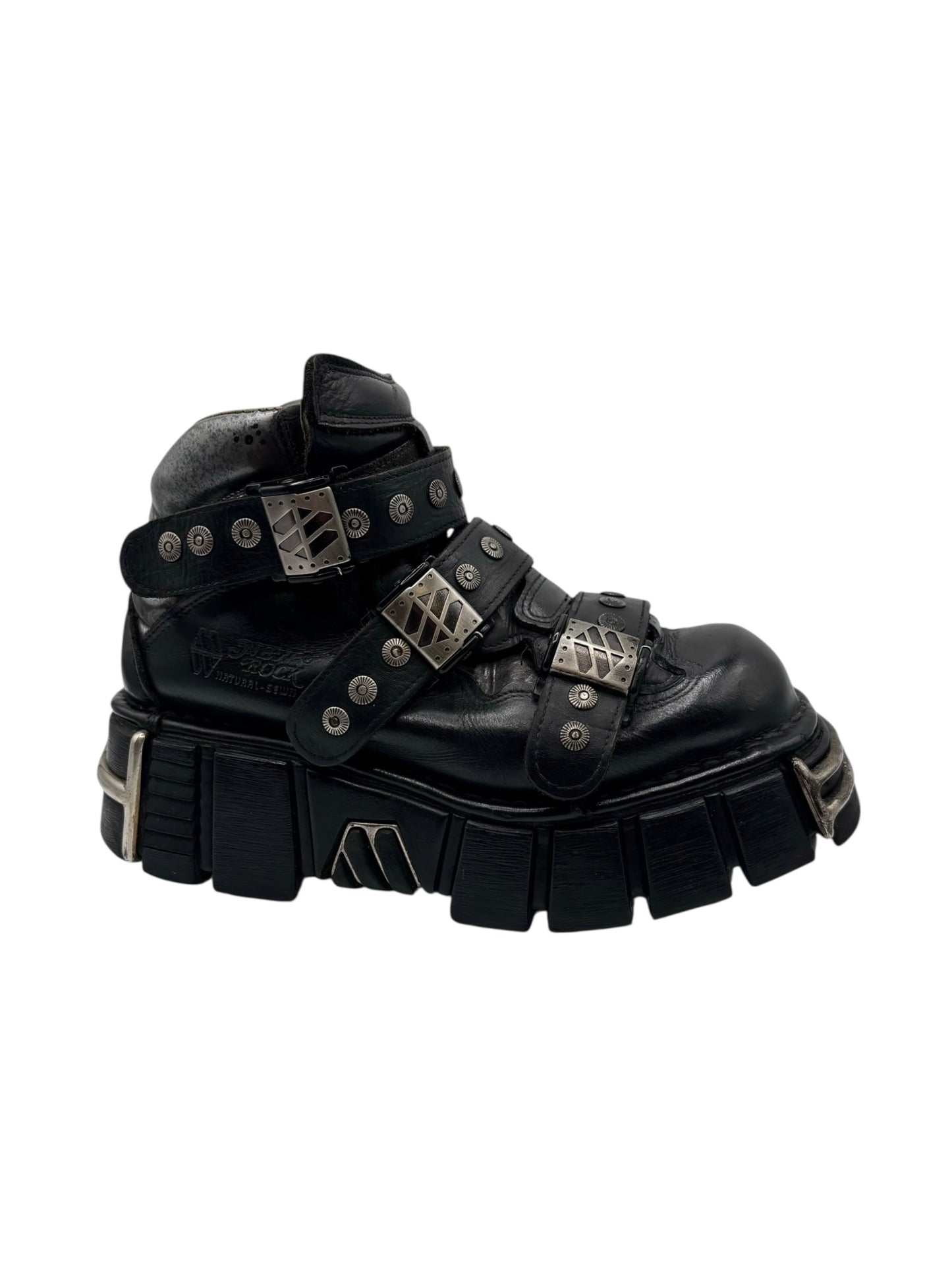 Vintage New Rock studded leather platform boots size 41