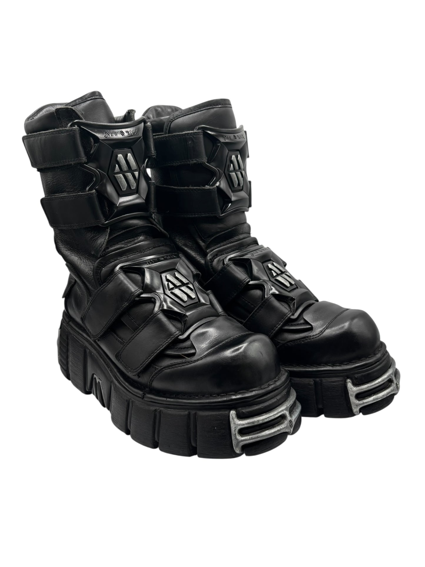 Vintage New Rock gamer leather platform boots size 41