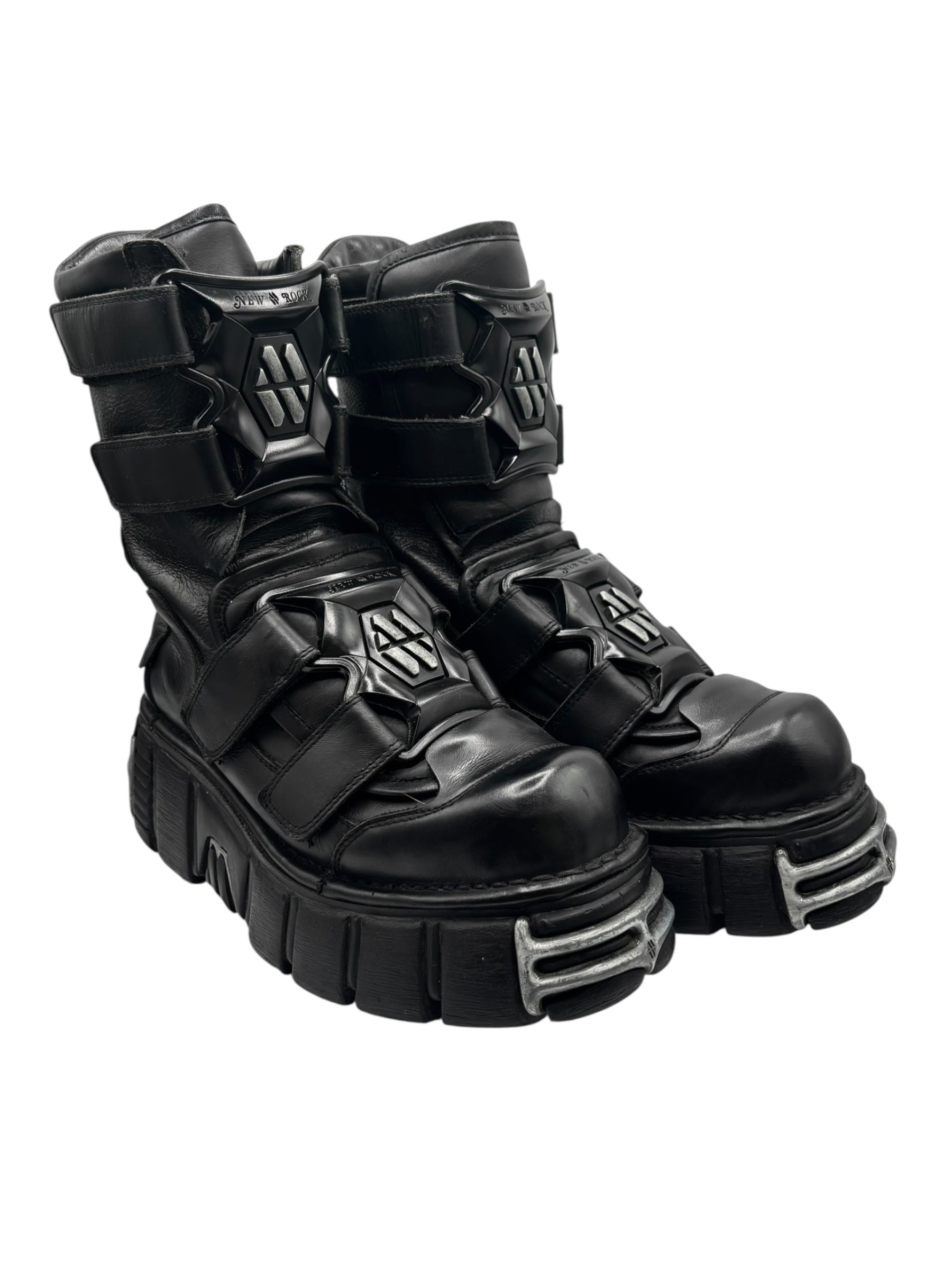 Vintage New Rock gamer leather platform boots size 41