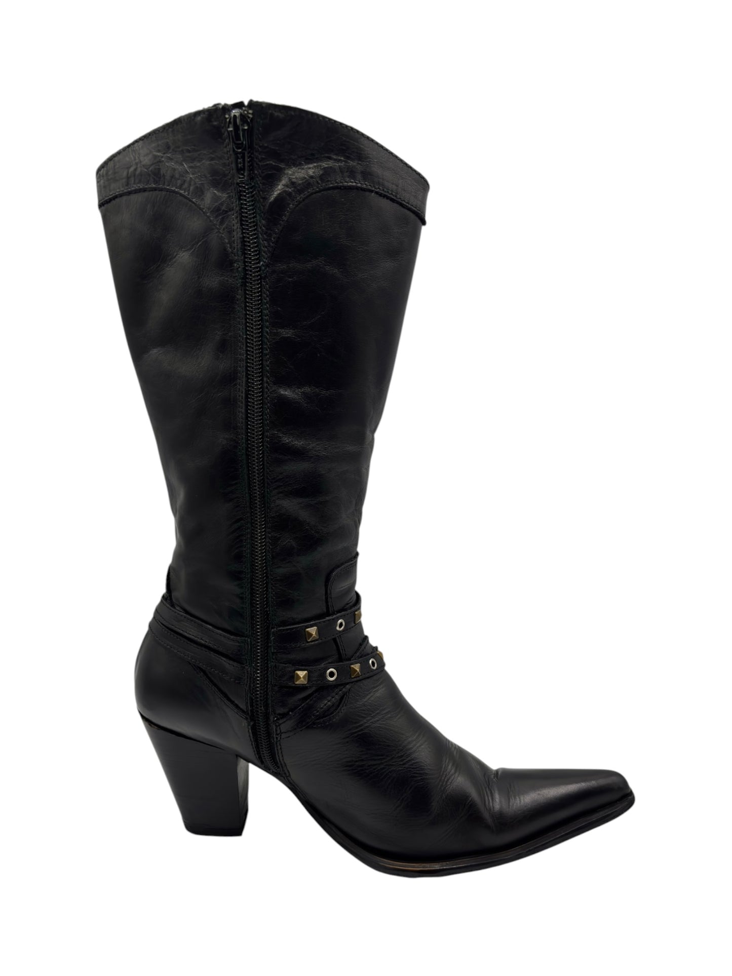 Vintage Destroy knee high pointy leather boots