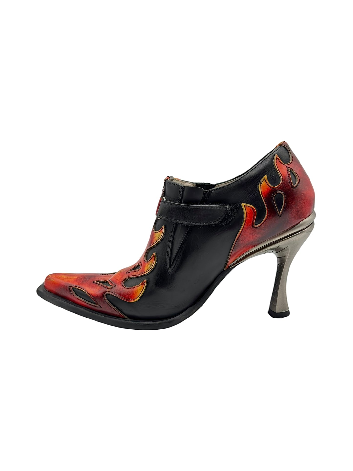 Vintage New Rock leather flame heels size 37