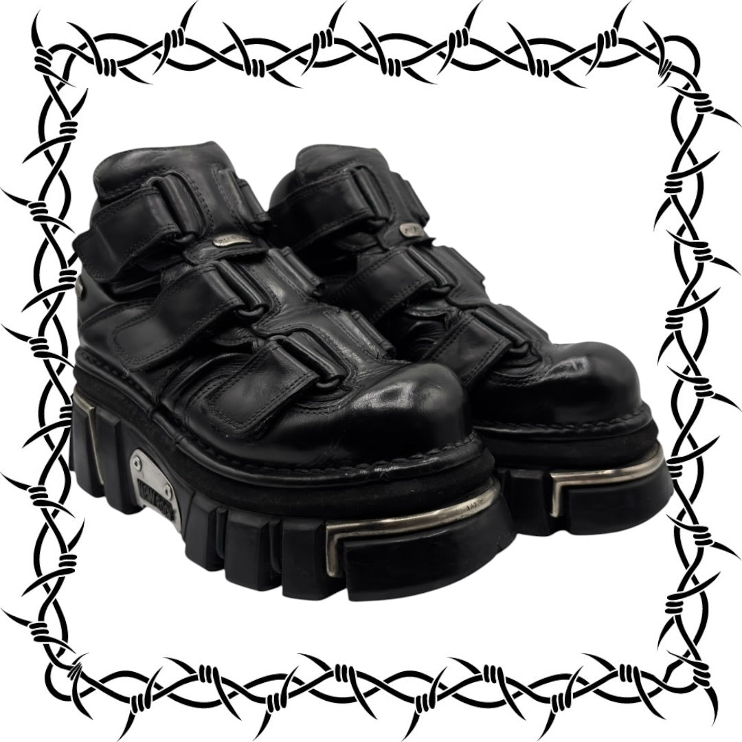 Vintage New Rock terminator velcro platform boots