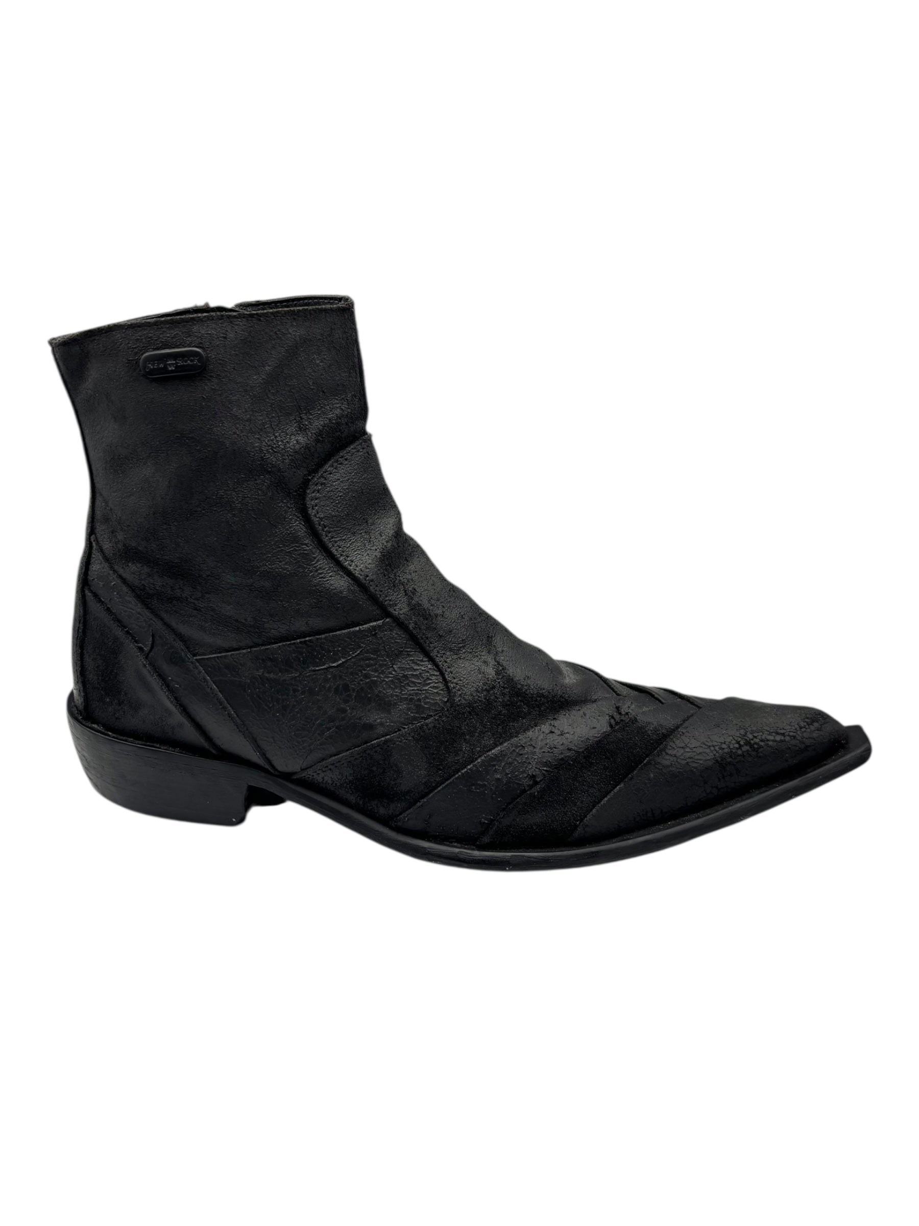 Vintage New Rock sauron black leather cowboy boots size 45