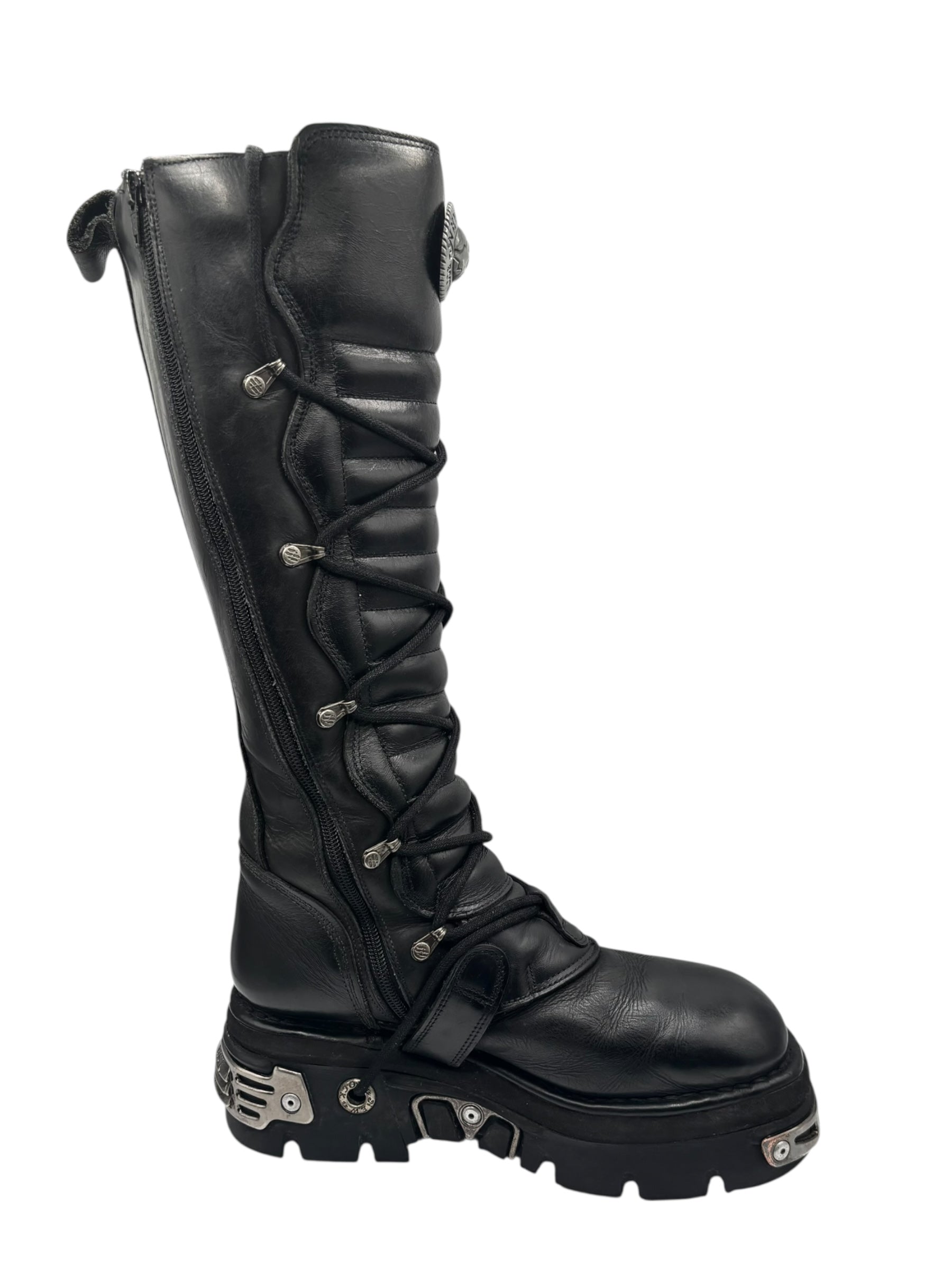 Vintage New Rock knee high reactor leather boots size 42