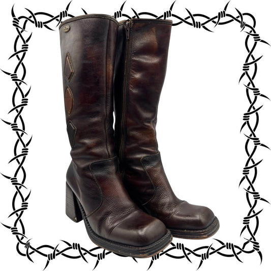 Beautiful vintage El Dantes brown leather boots size 38