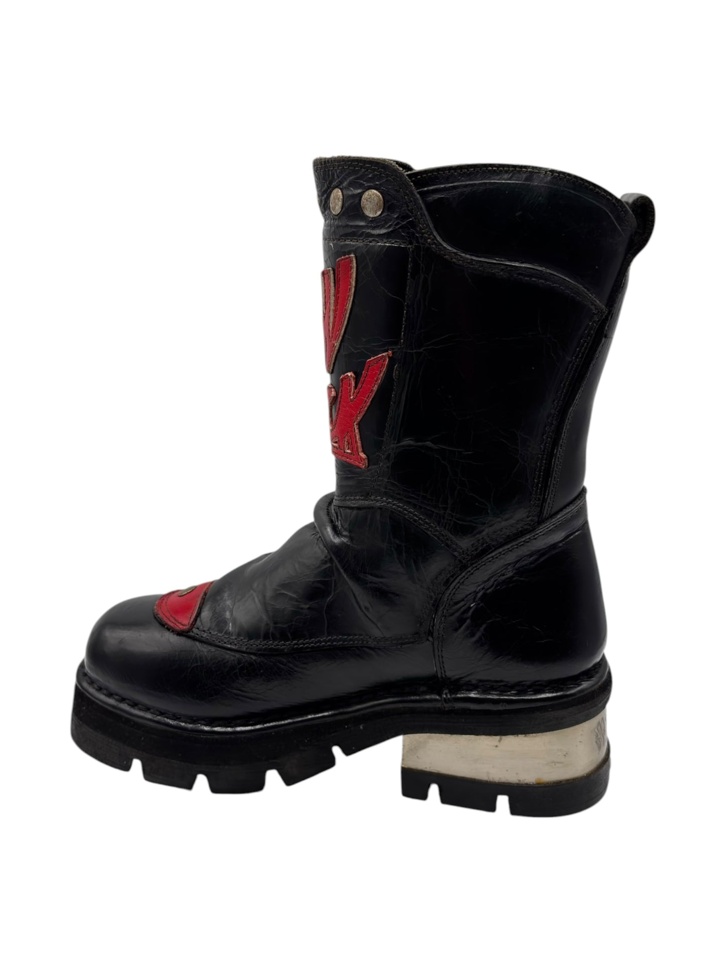 Vintage New Rock raised-heel mid-calf leather boots