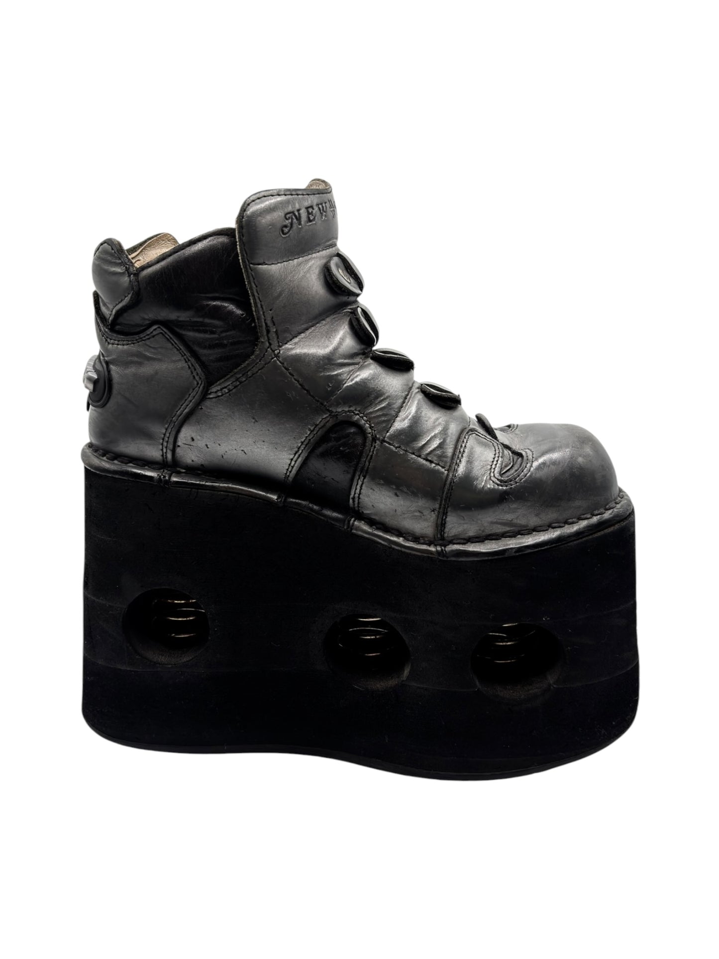 Vintage New Rock grey jupiter platform lace-up leather platform boots