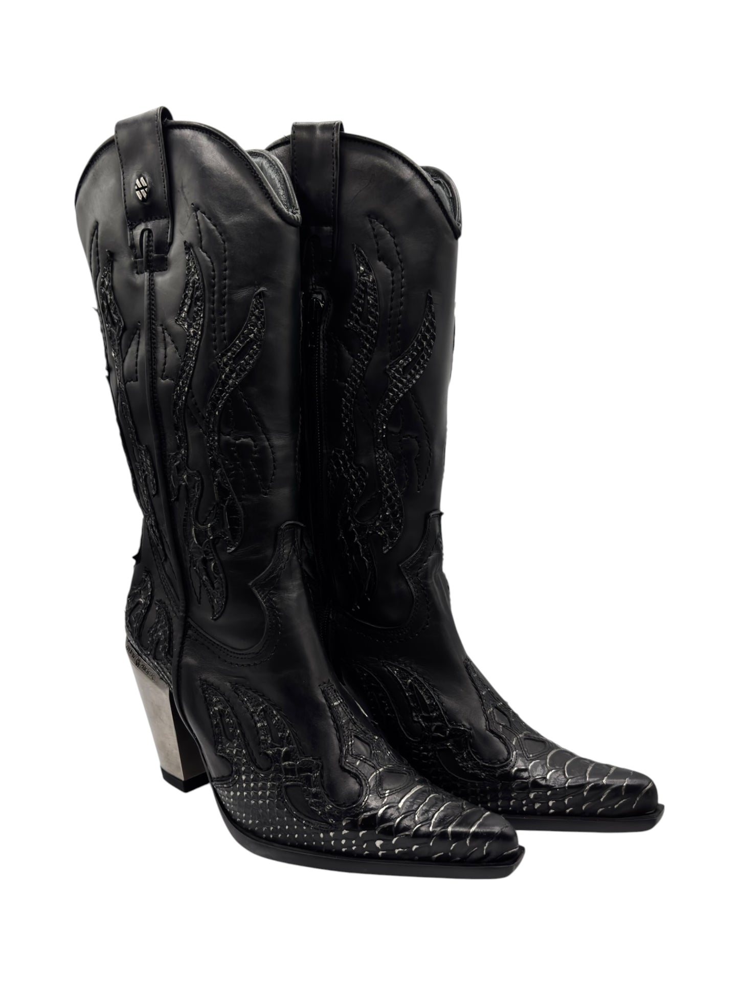 Vintage New Rock pointy cowboy leather boots