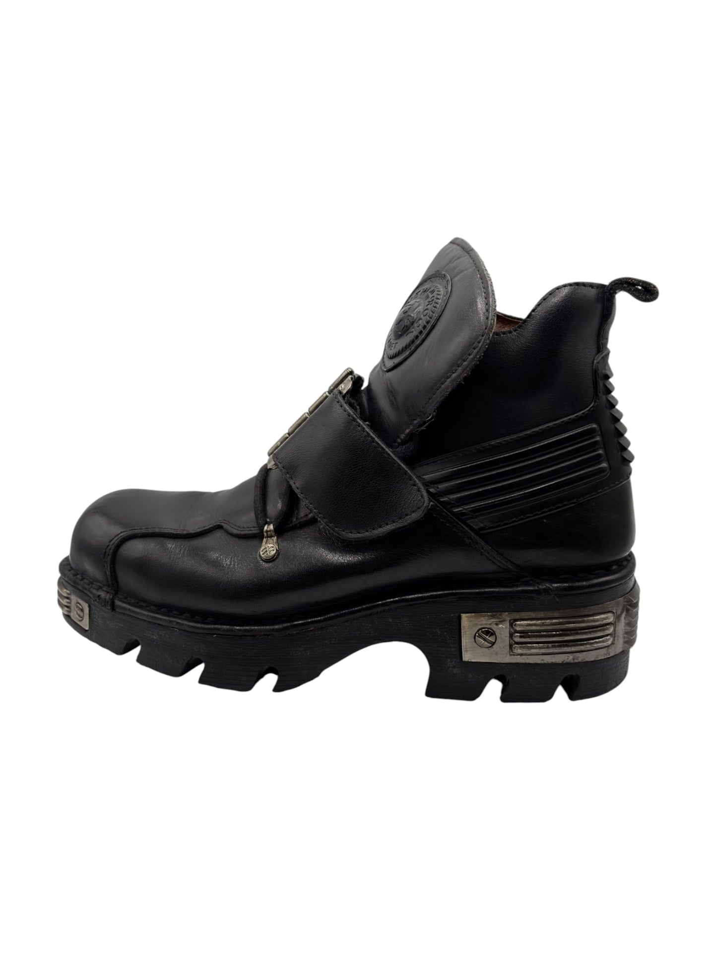 Vintage New Rock metal plate leather platform boots