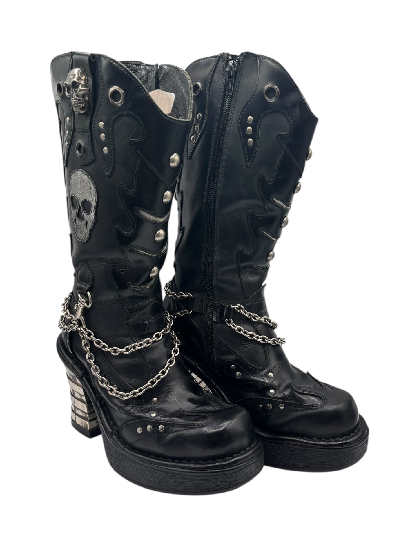 Vintage New Rock goth leather platform boots size 39