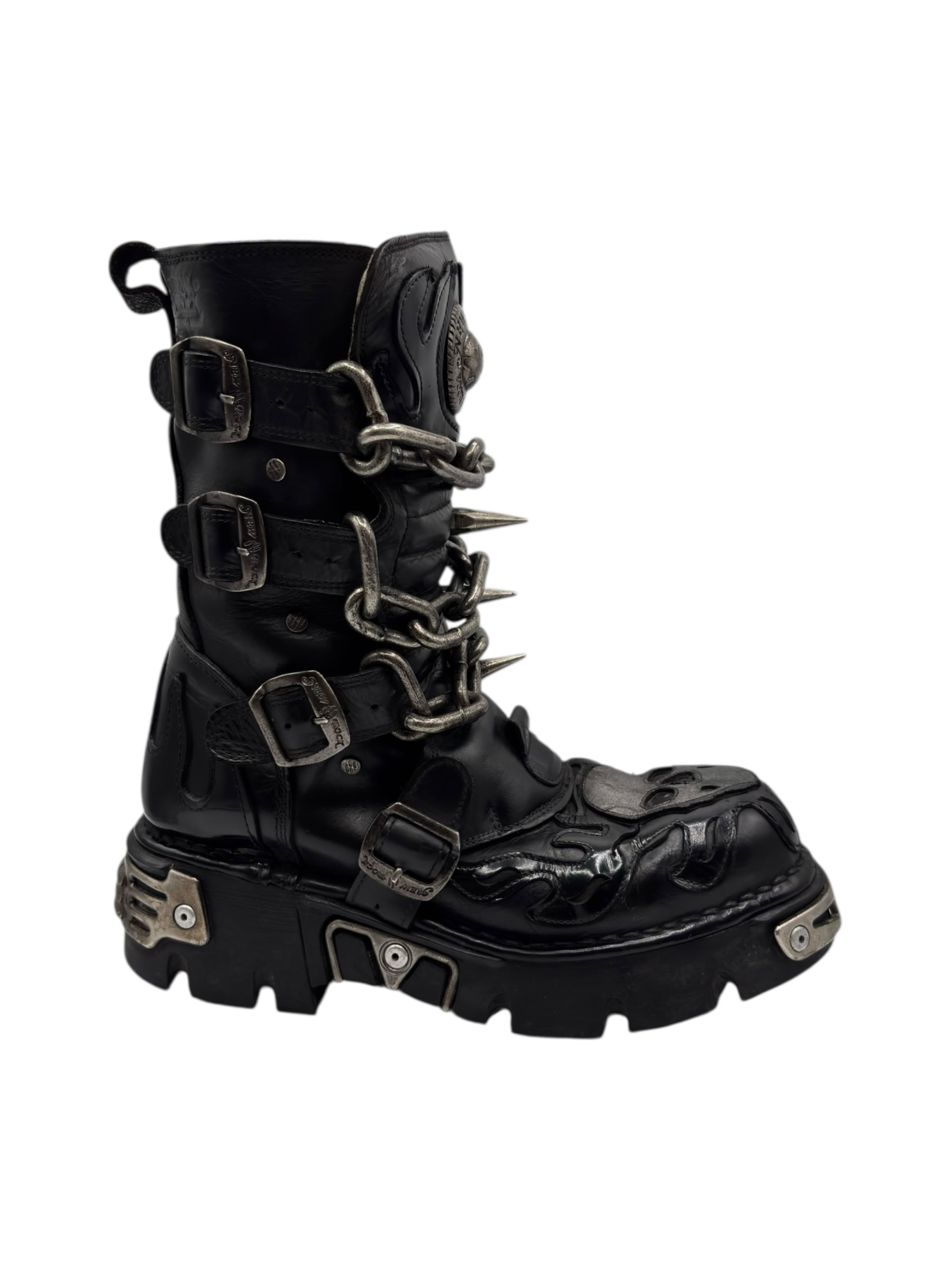 Vintage New Rock M-727 chained leather boots size 42
