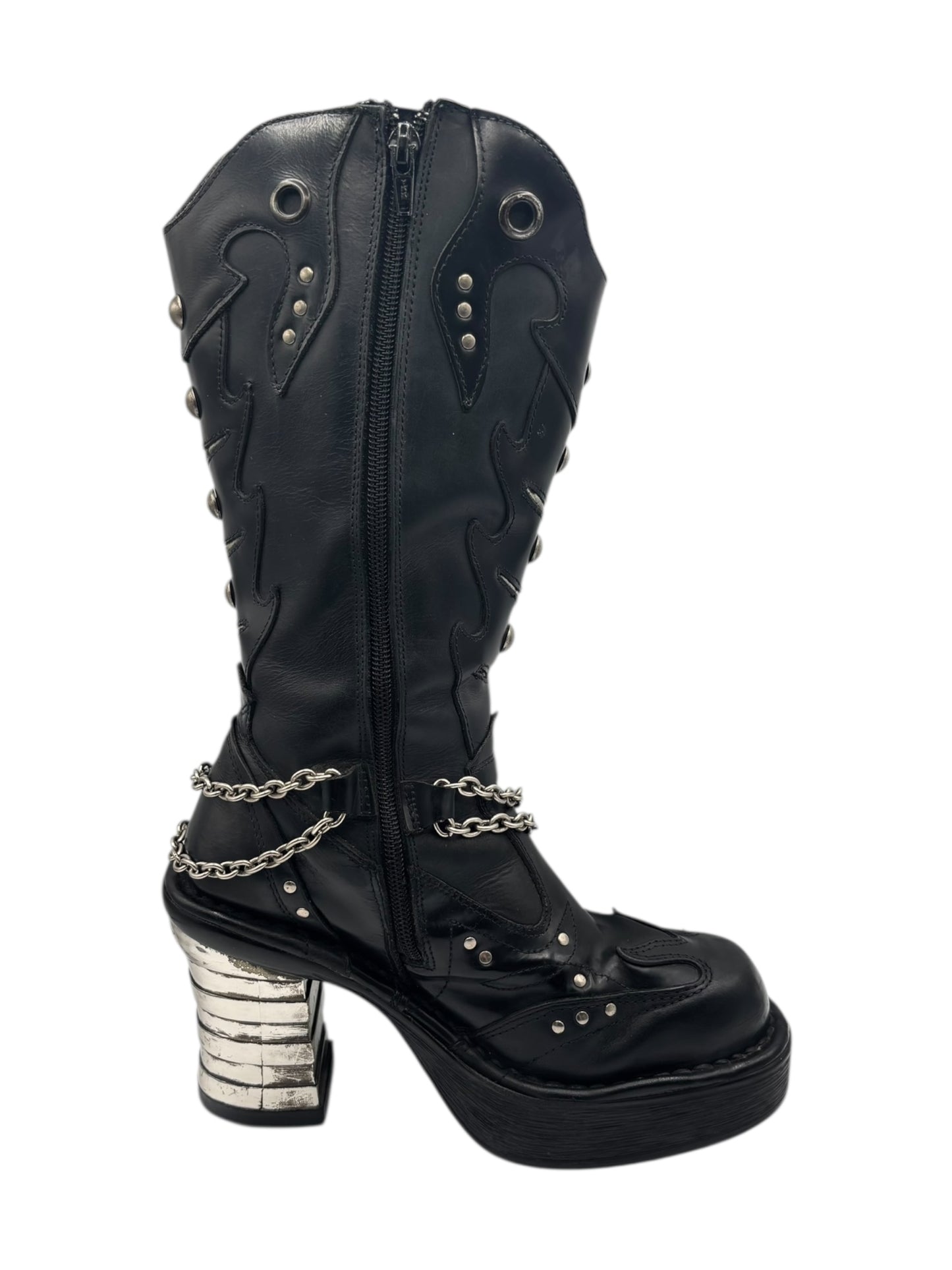 Vintage New Rock goth leather platform boots size 39