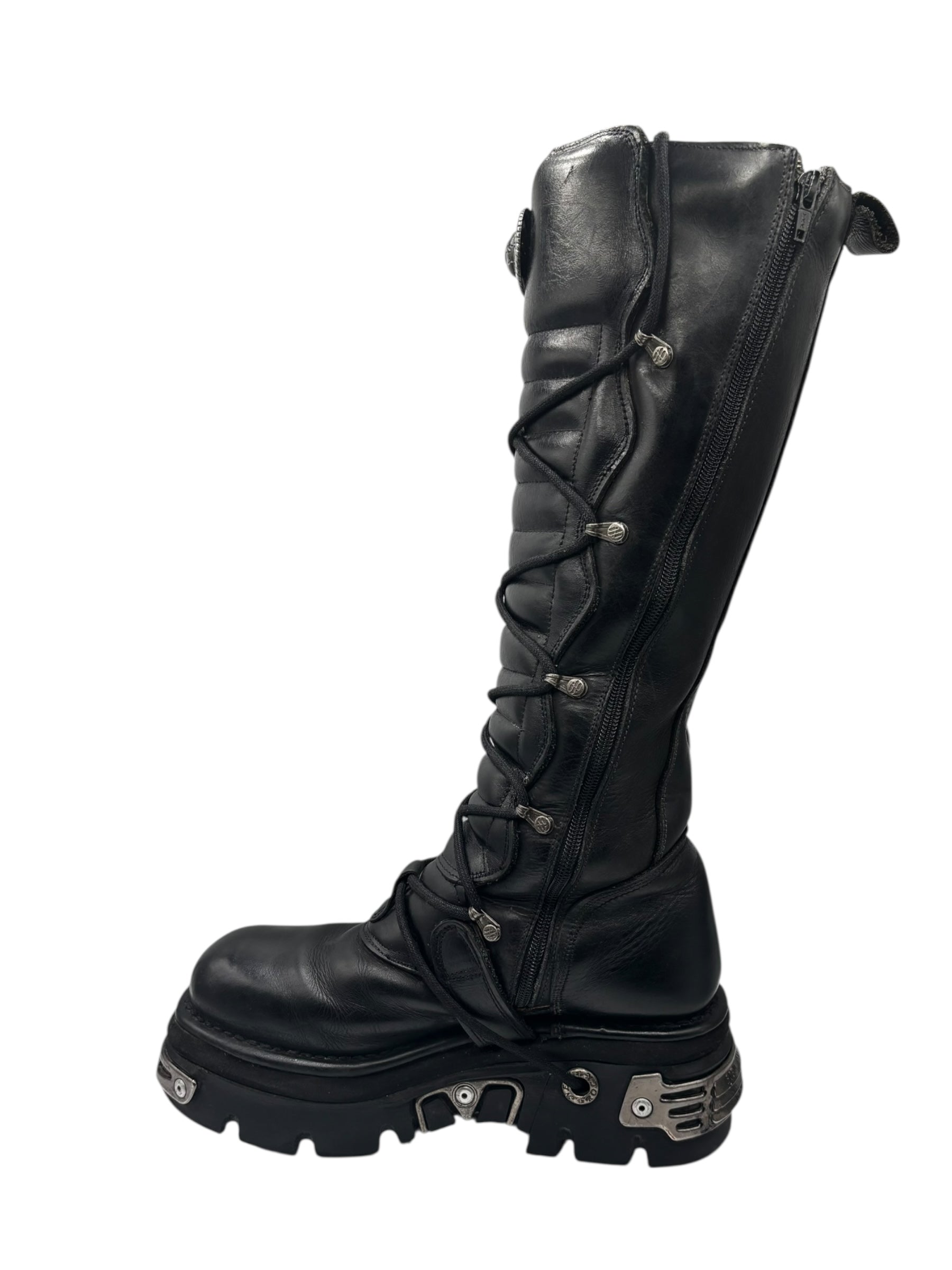 Vintage New Rock knee high reactor leather boots size 42