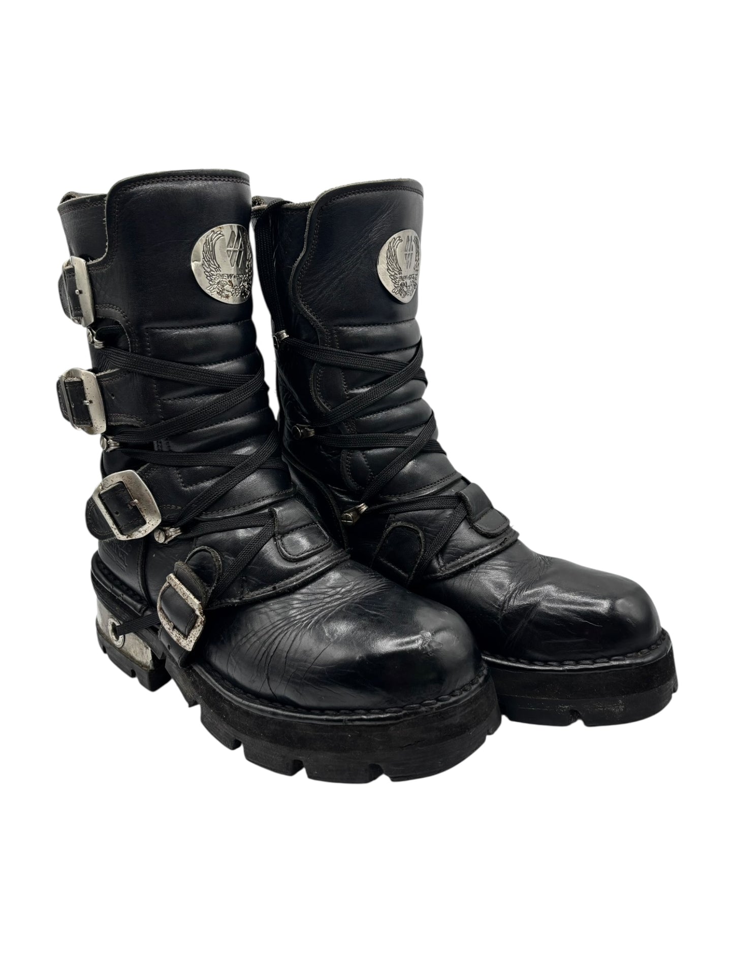 Vintage New Rock leather mid-calf boots from early 90s size 38