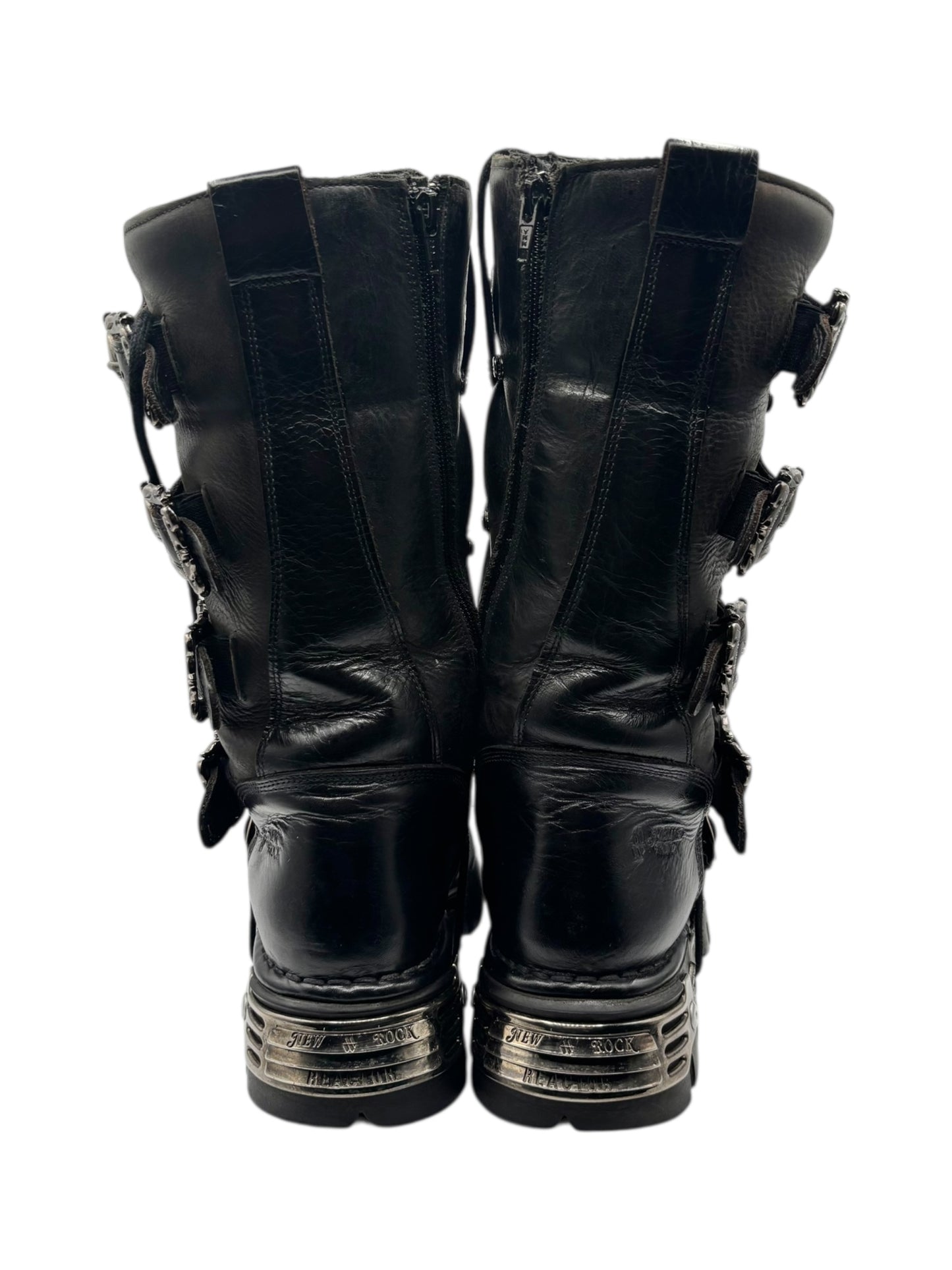 Vintage New Rock knee high leather cross boots size 42