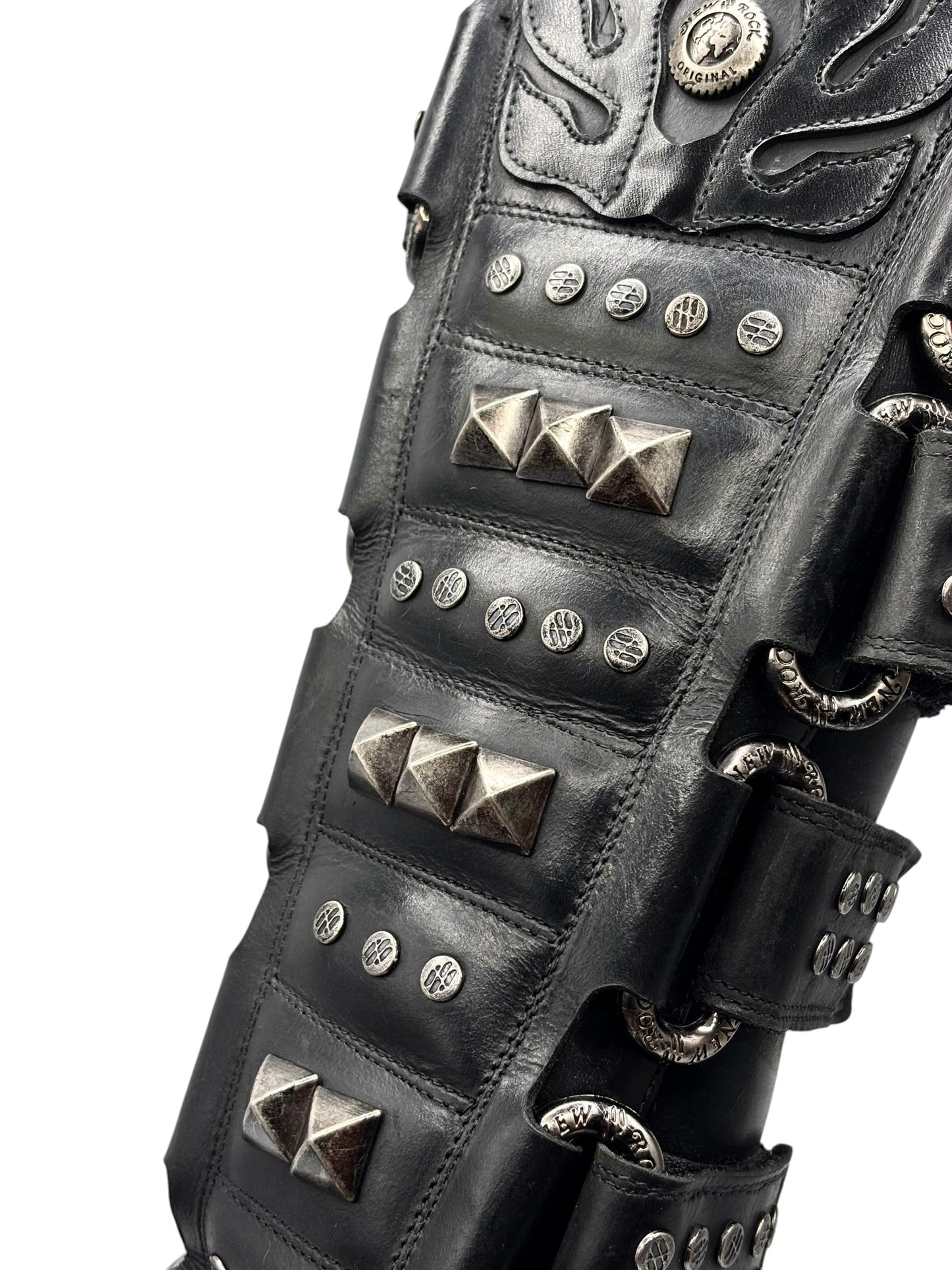 Vintage New Rock knee high studded demon leather boots