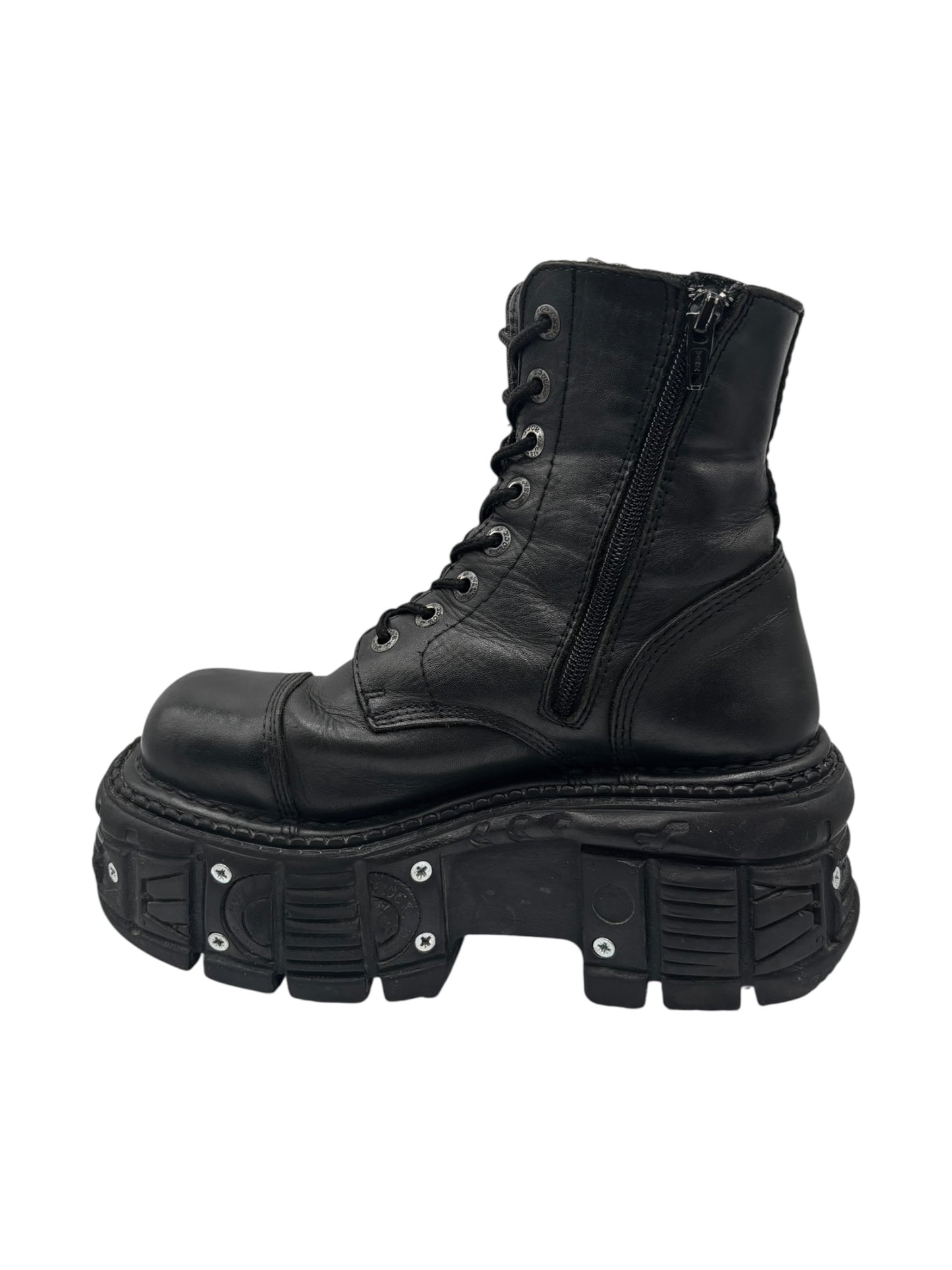 Vintage New Rock techno leather platform boots size 37