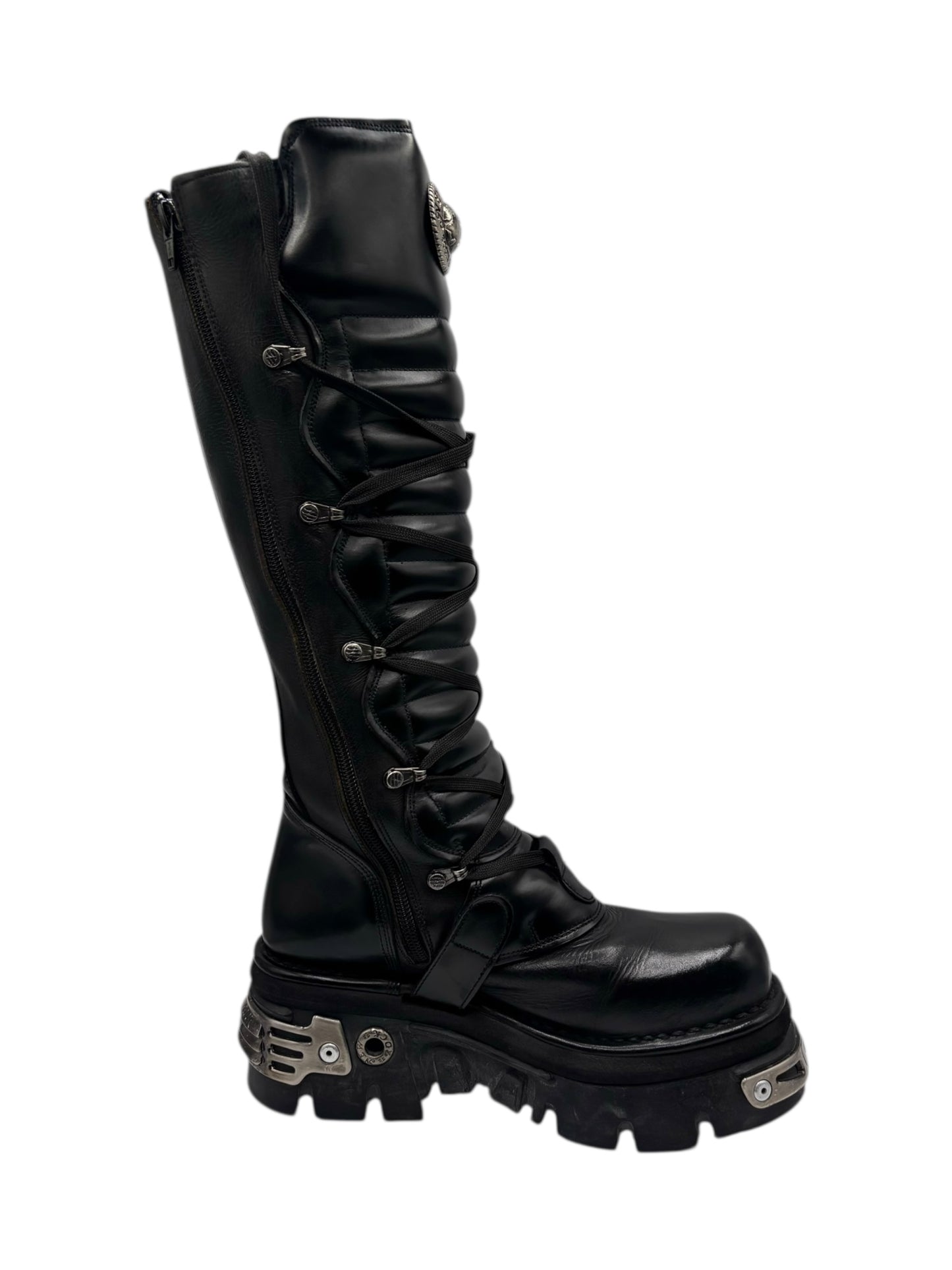 Vintage New Rock knee high reactor leather boots size 39