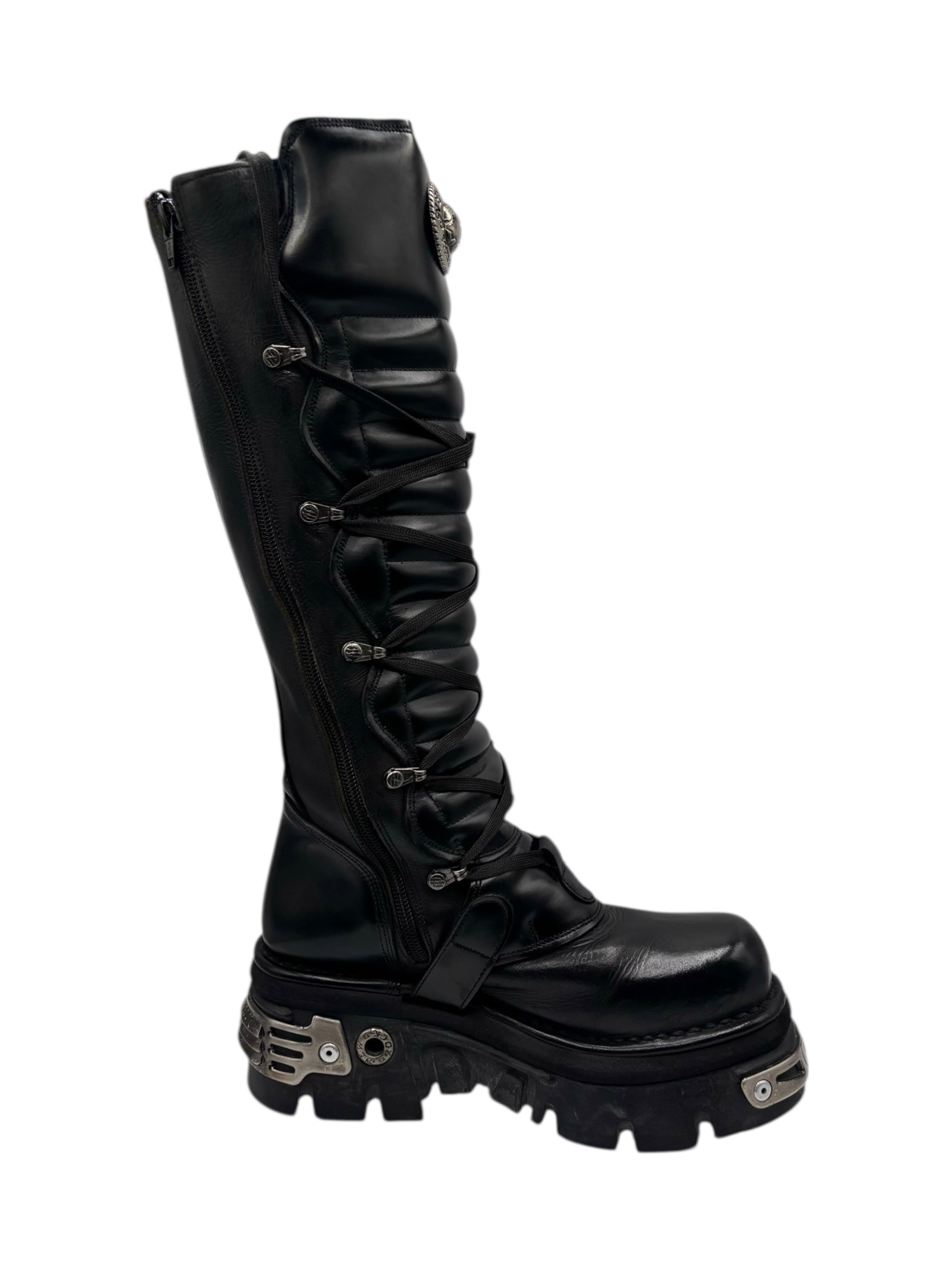 Vintage New Rock knee high reactor leather boots size 39