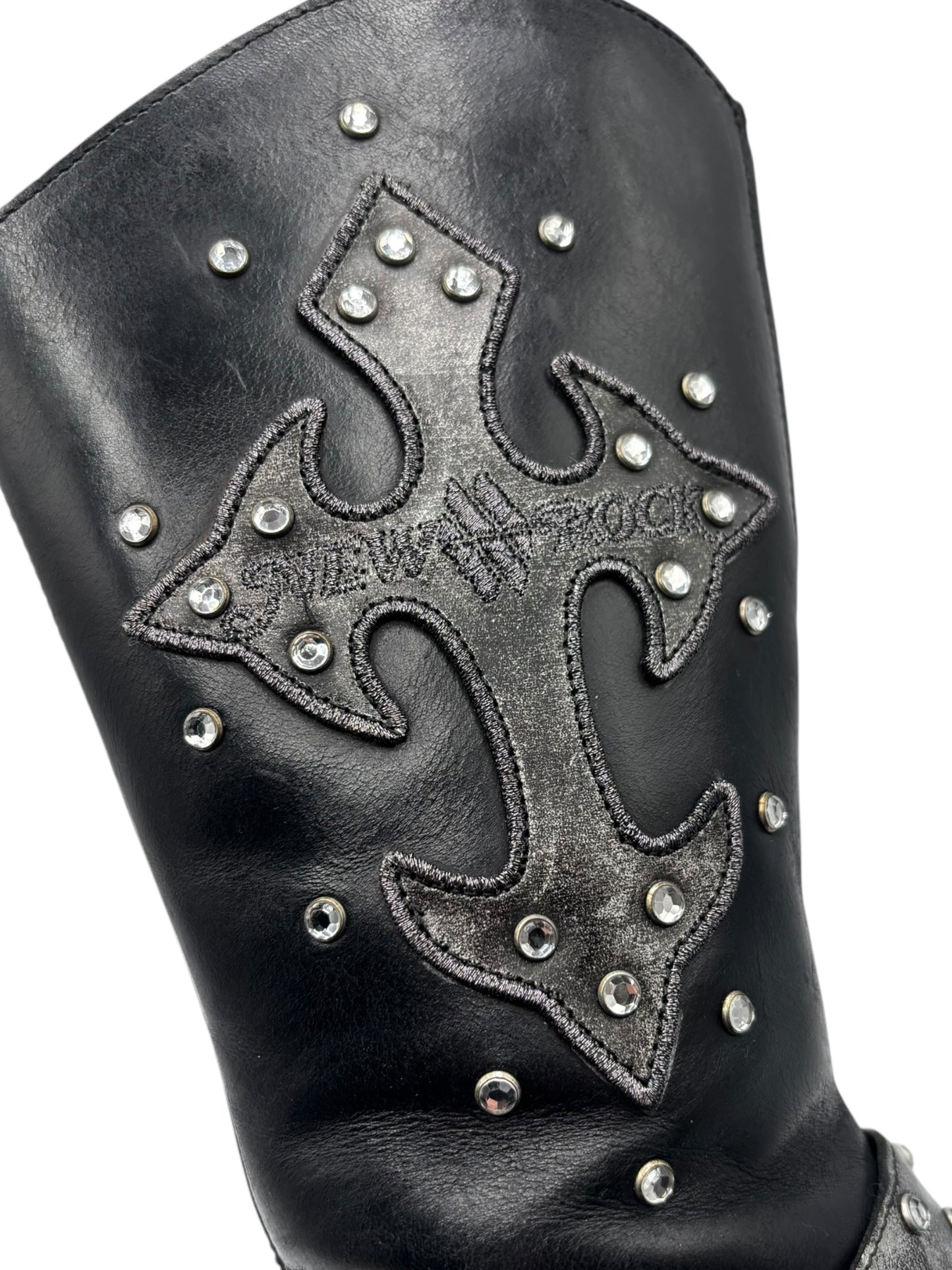 Vintage New Rock grey flame biker heels size 42