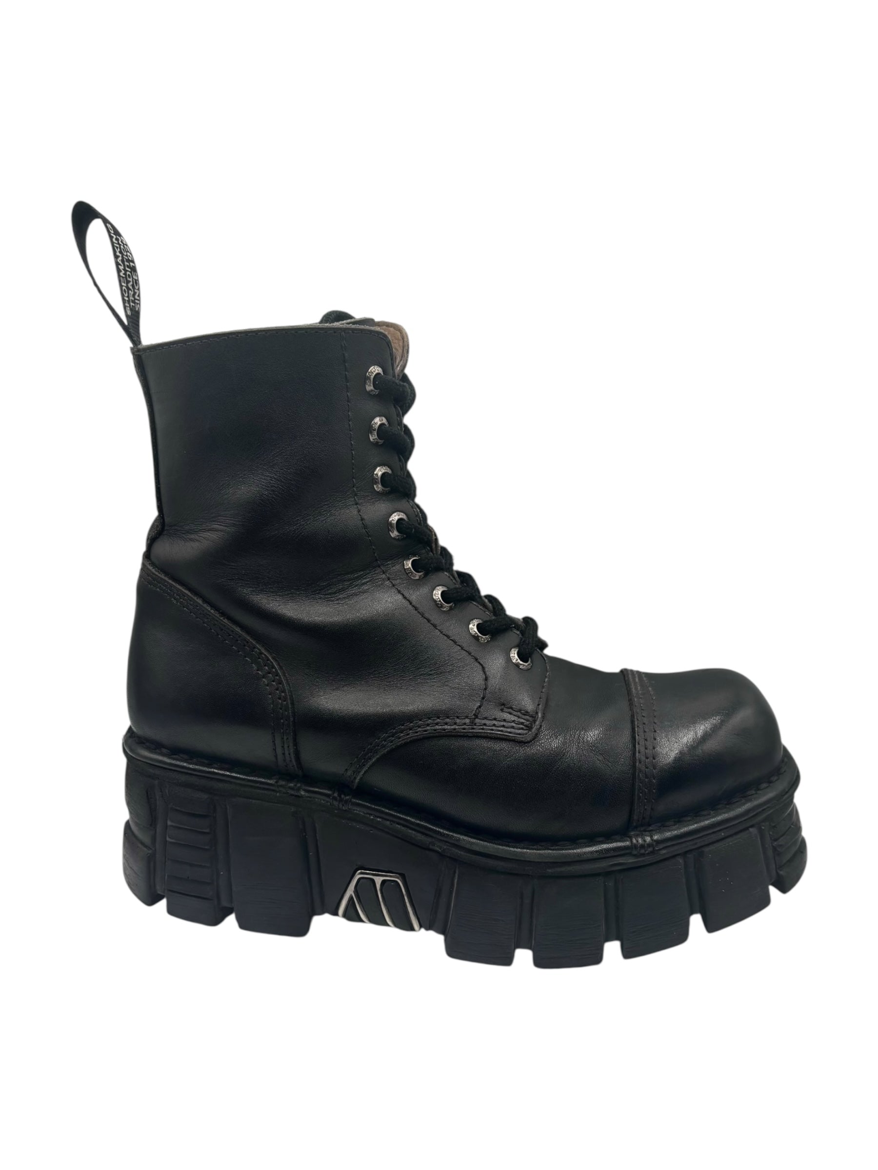 Vintage New Rock mili lace-up leather platform boots size 39