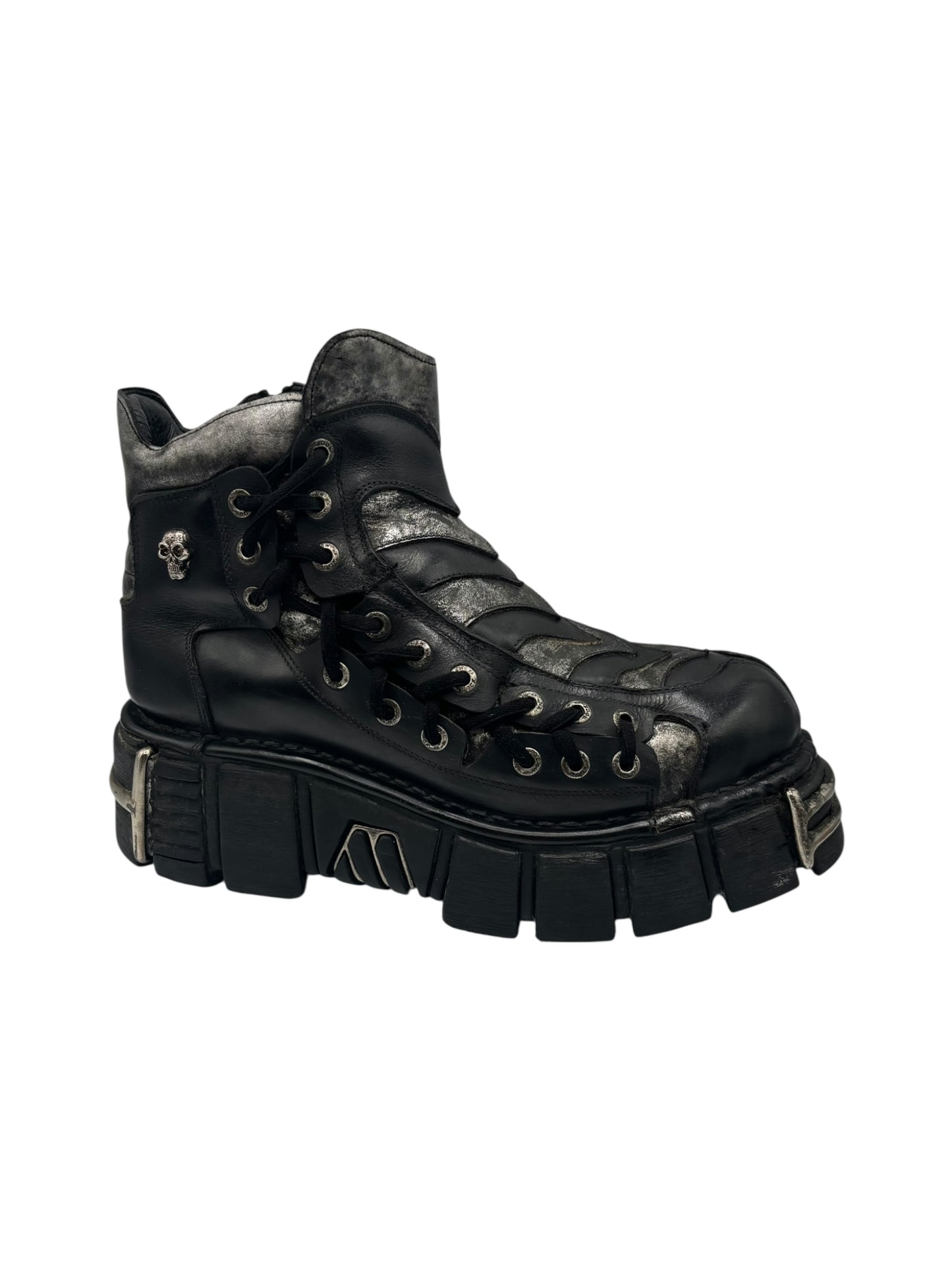 SUPER RARE vintage New Rock side lace platform boots size 44