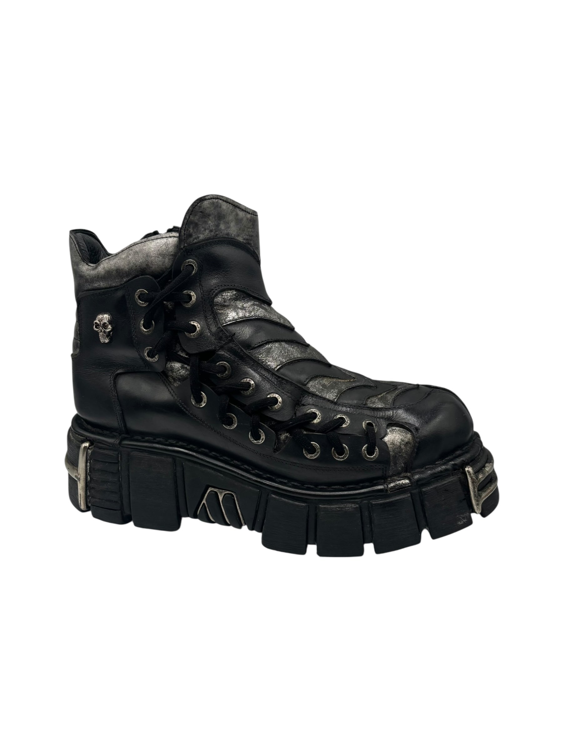 SUPER RARE vintage New Rock side lace platform boots size 44