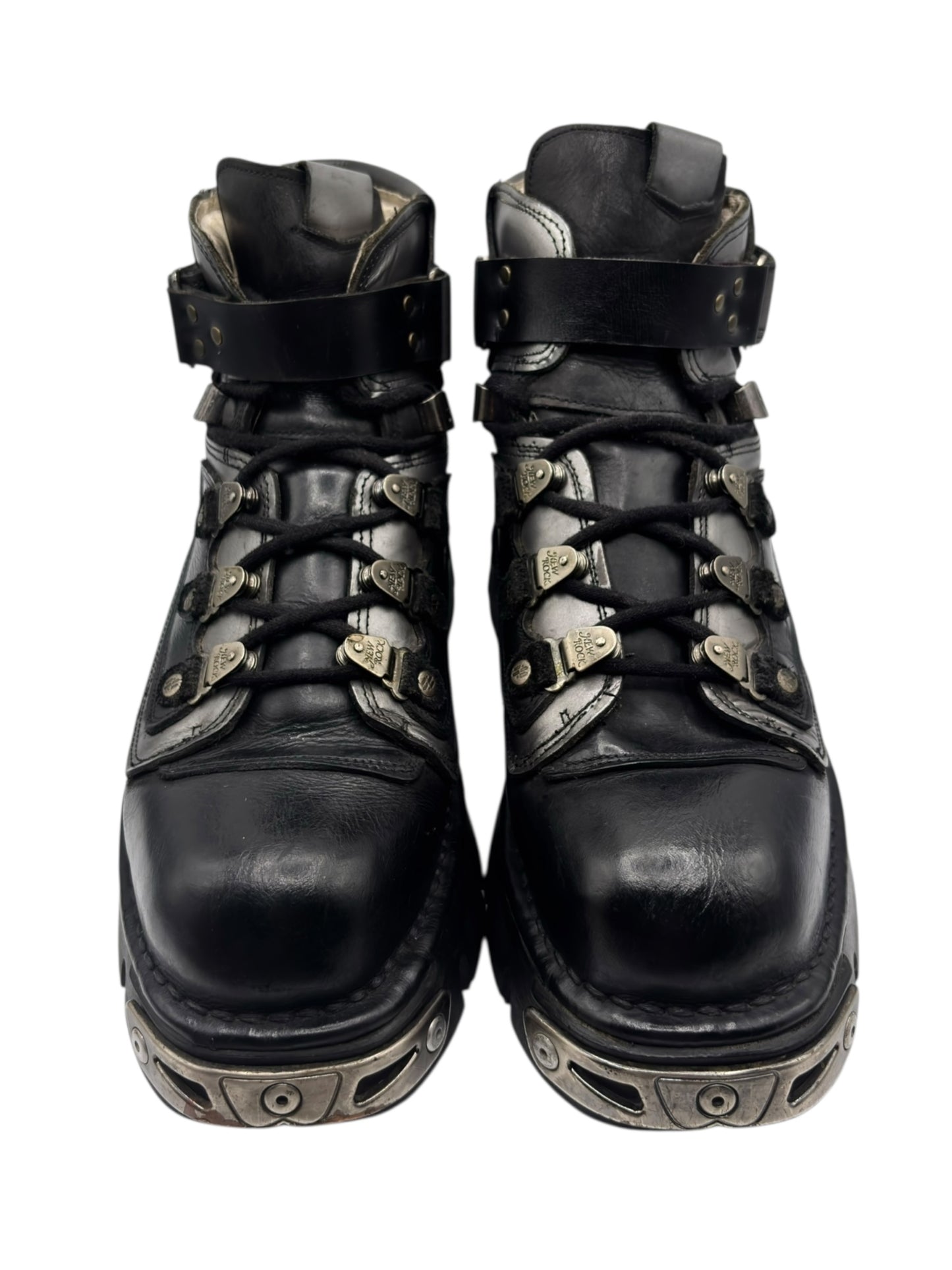Vintage New Rock grey ankle reactor leather platform boots size 43