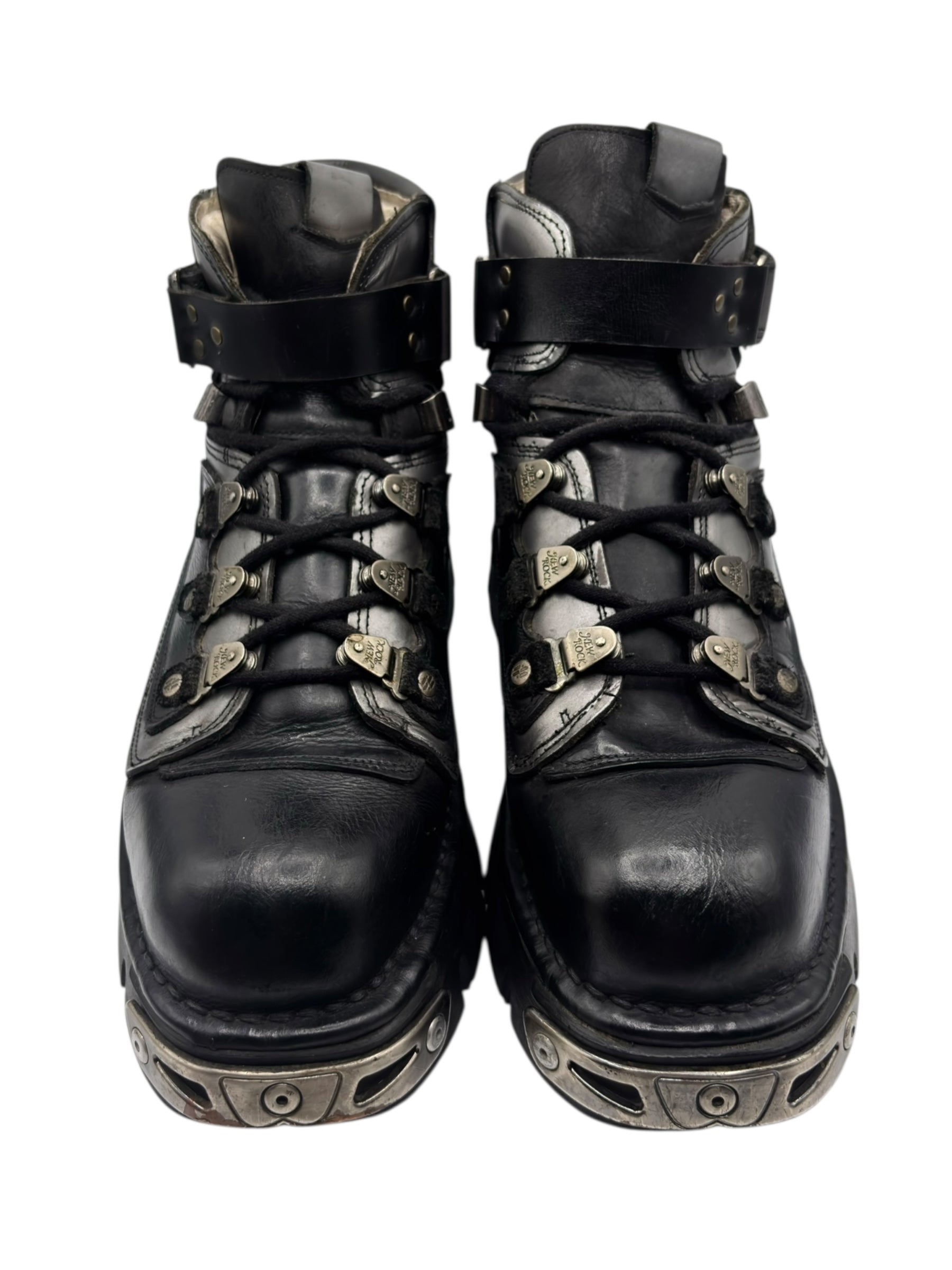 Vintage New Rock grey ankle reactor leather platform boots size 43