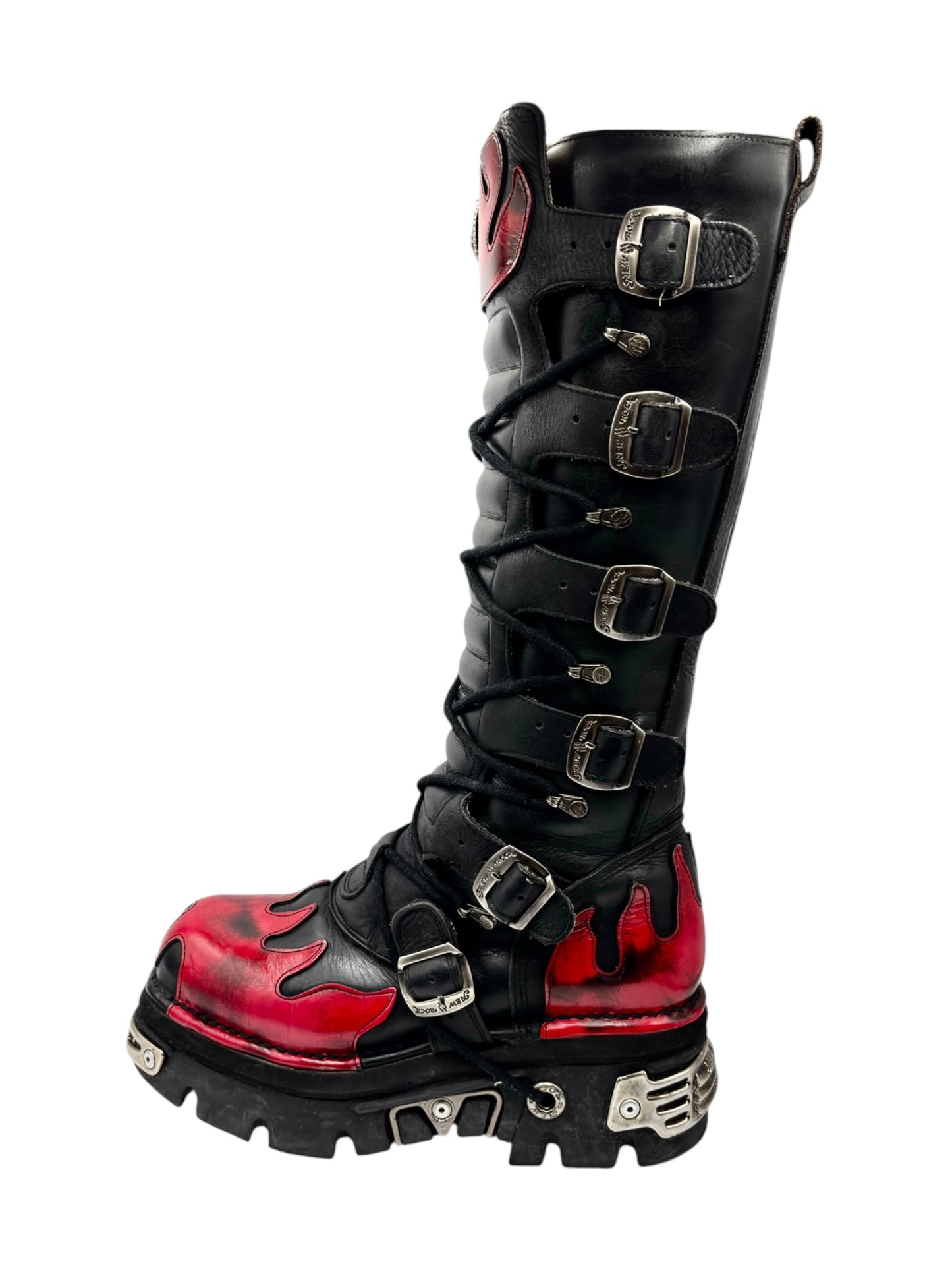 Vintage New Rock knee high ruby reactor leather boots