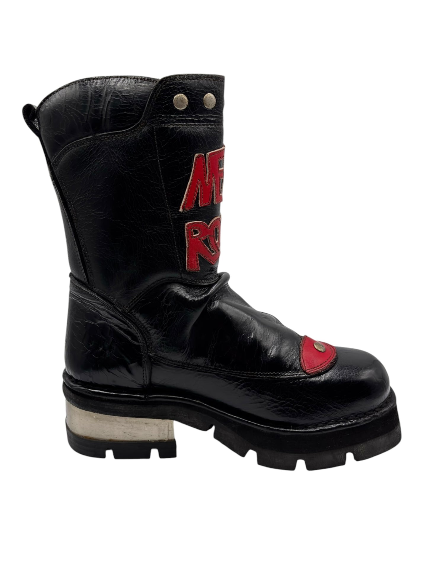 Vintage New Rock raised-heel mid-calf leather boots
