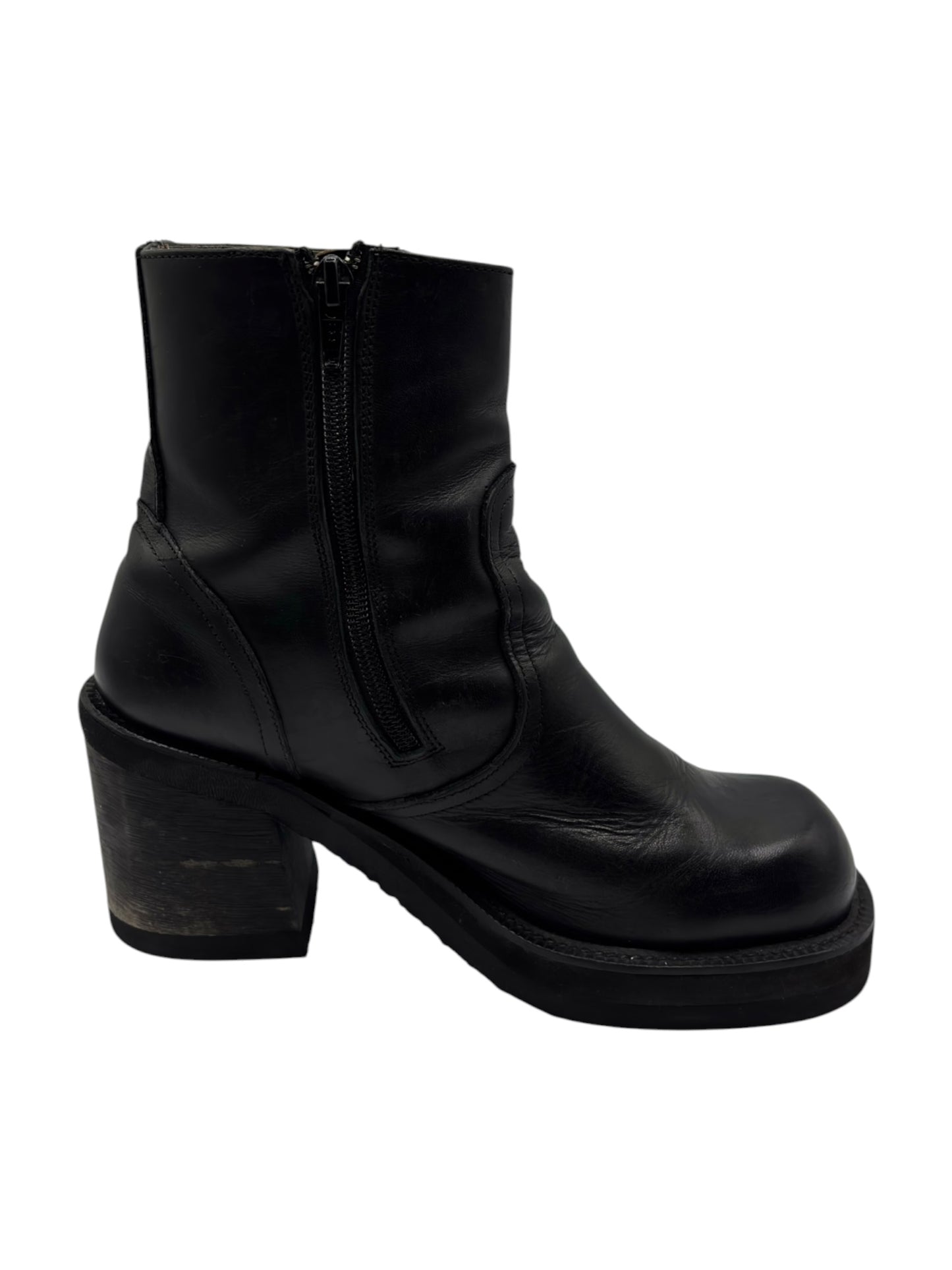 Vintage Destroy black block platform leather boots