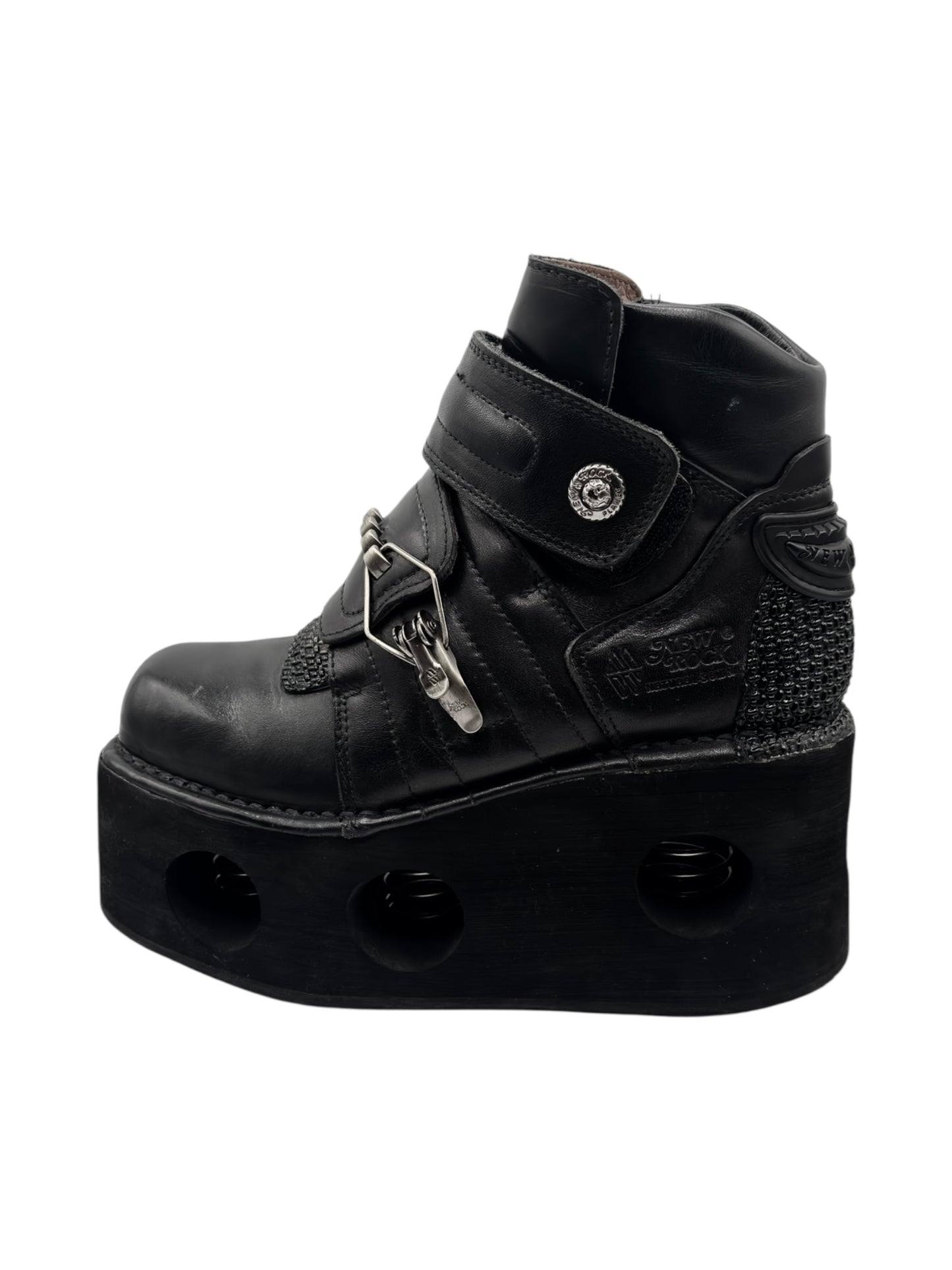 Vintage New Rock neptuno metal clasp platform boots size 42