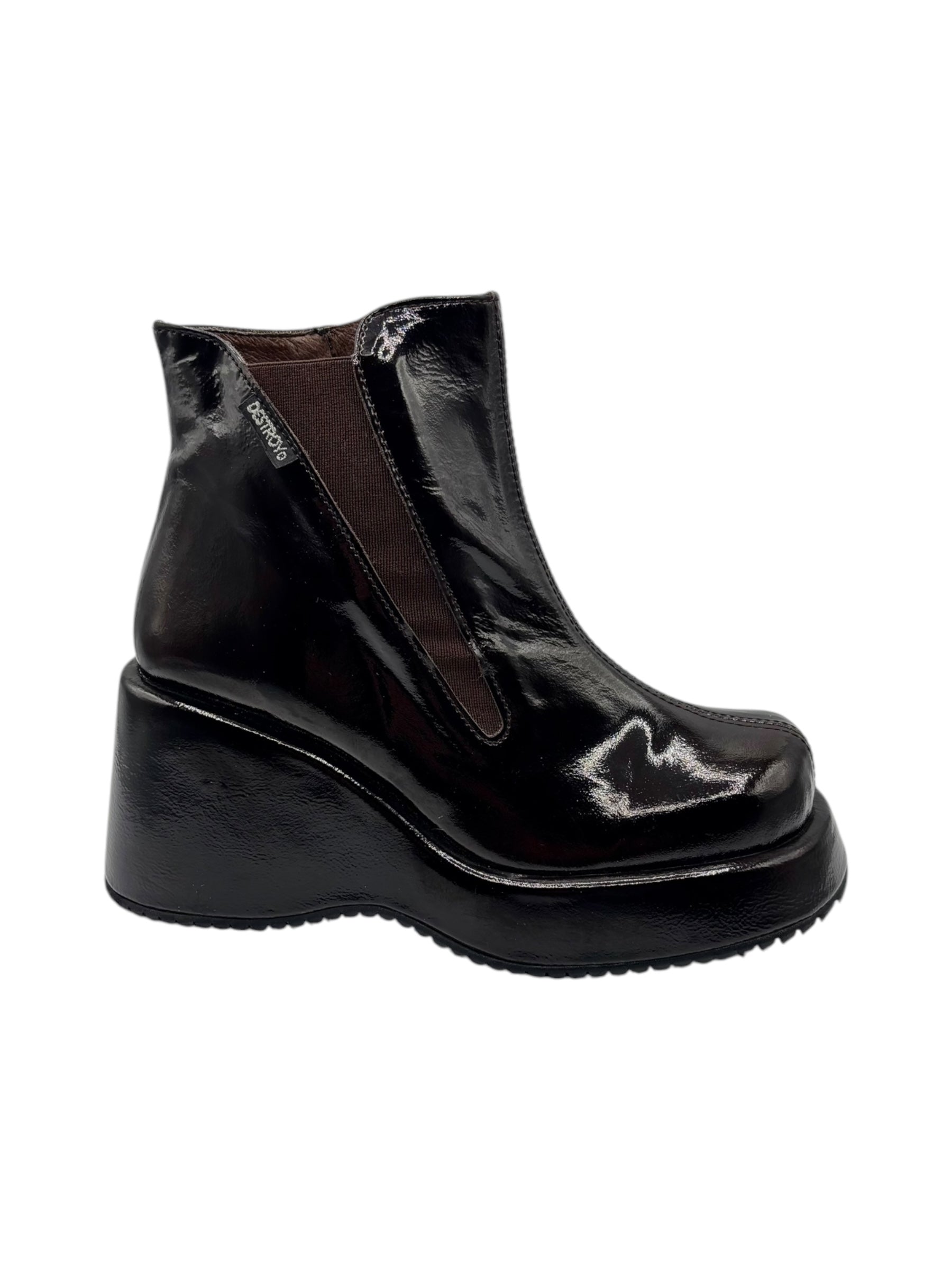 Vintage Destroy patent leather platform boots size 37