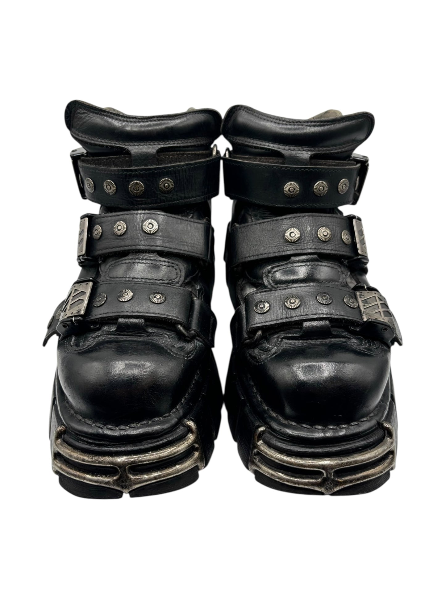 Vintage New Rock studded leather platform boots size 41