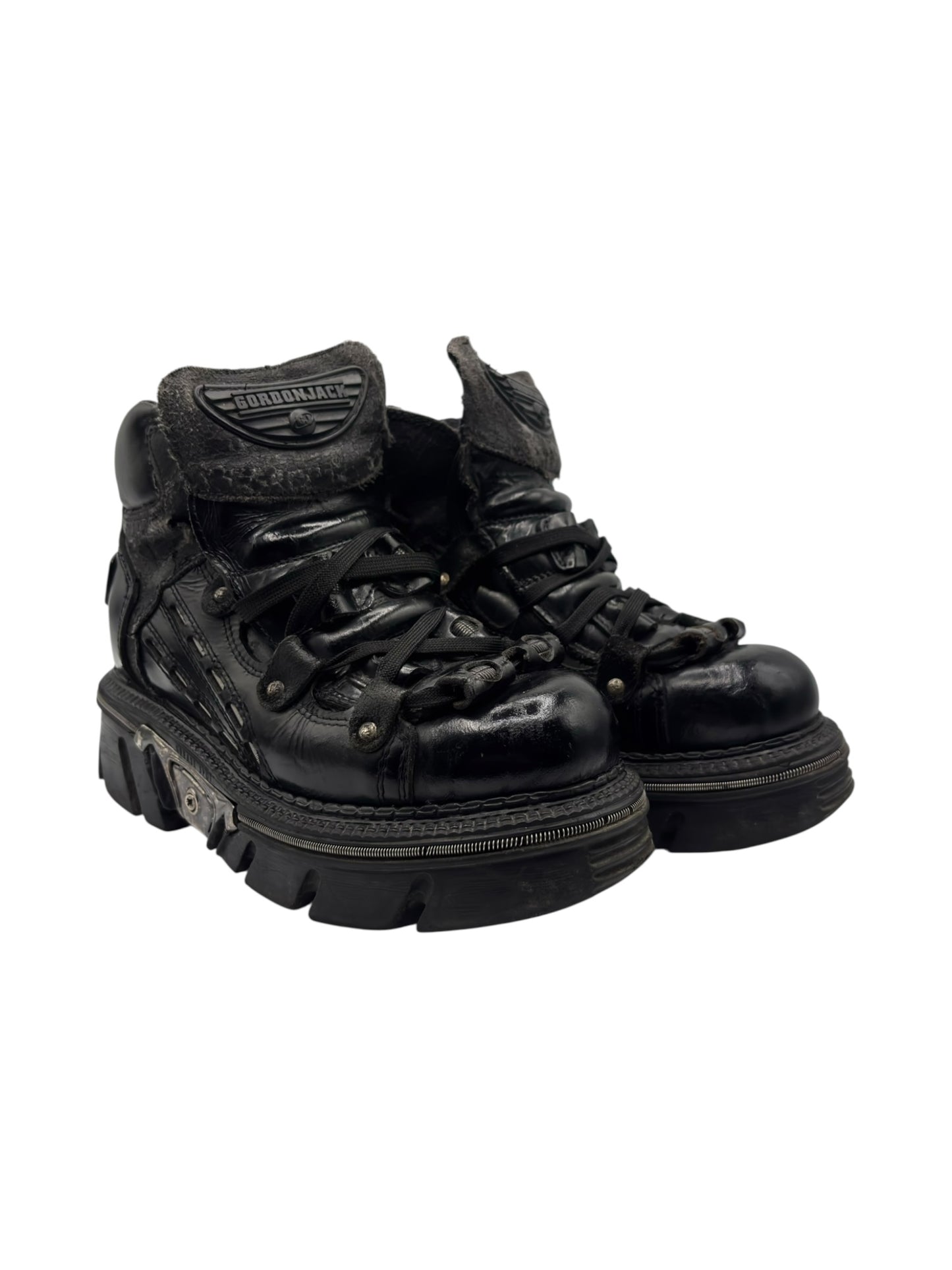 Vintage Gordon Jack black leather platform boots