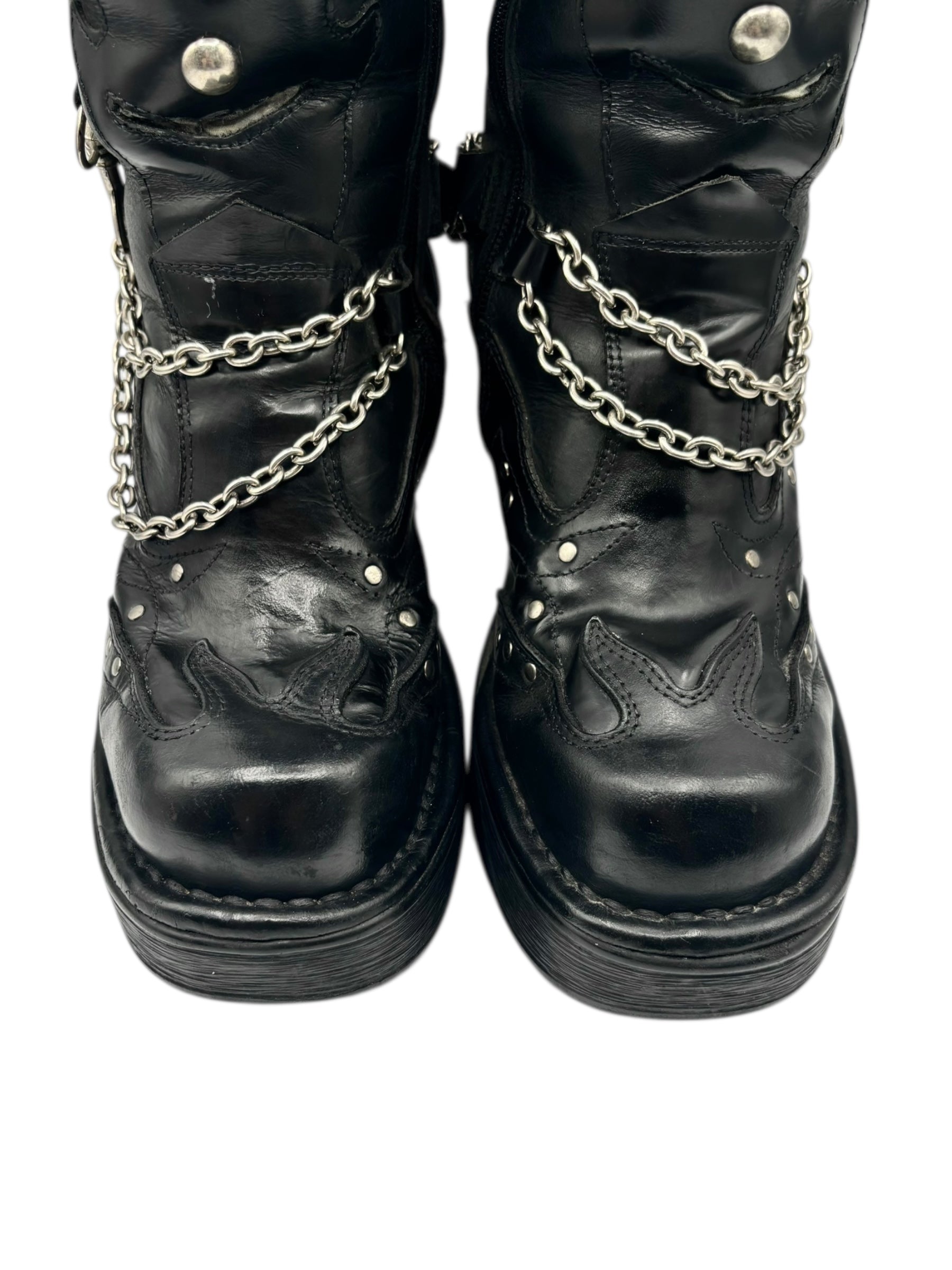 Vintage New Rock goth leather platform boots size 39