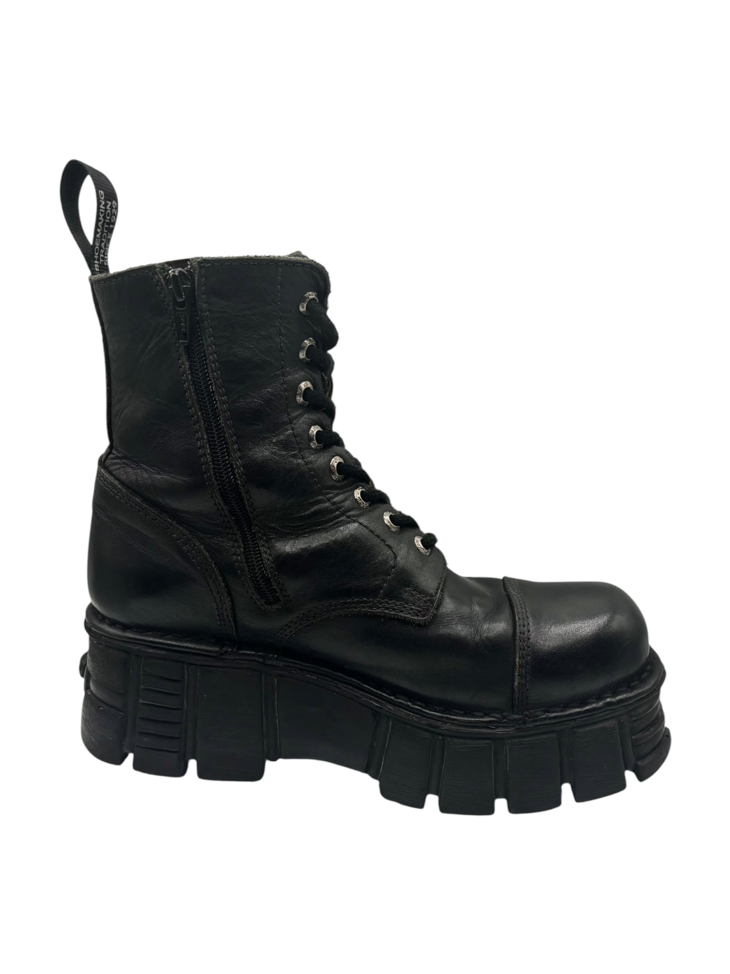 Vintage New Rock mili lace-up leather platform boots size 39