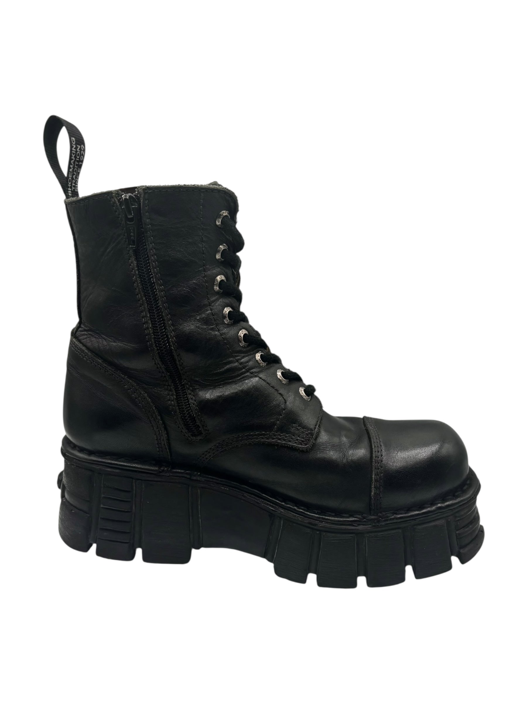 Vintage New Rock mili lace-up leather platform boots size 39