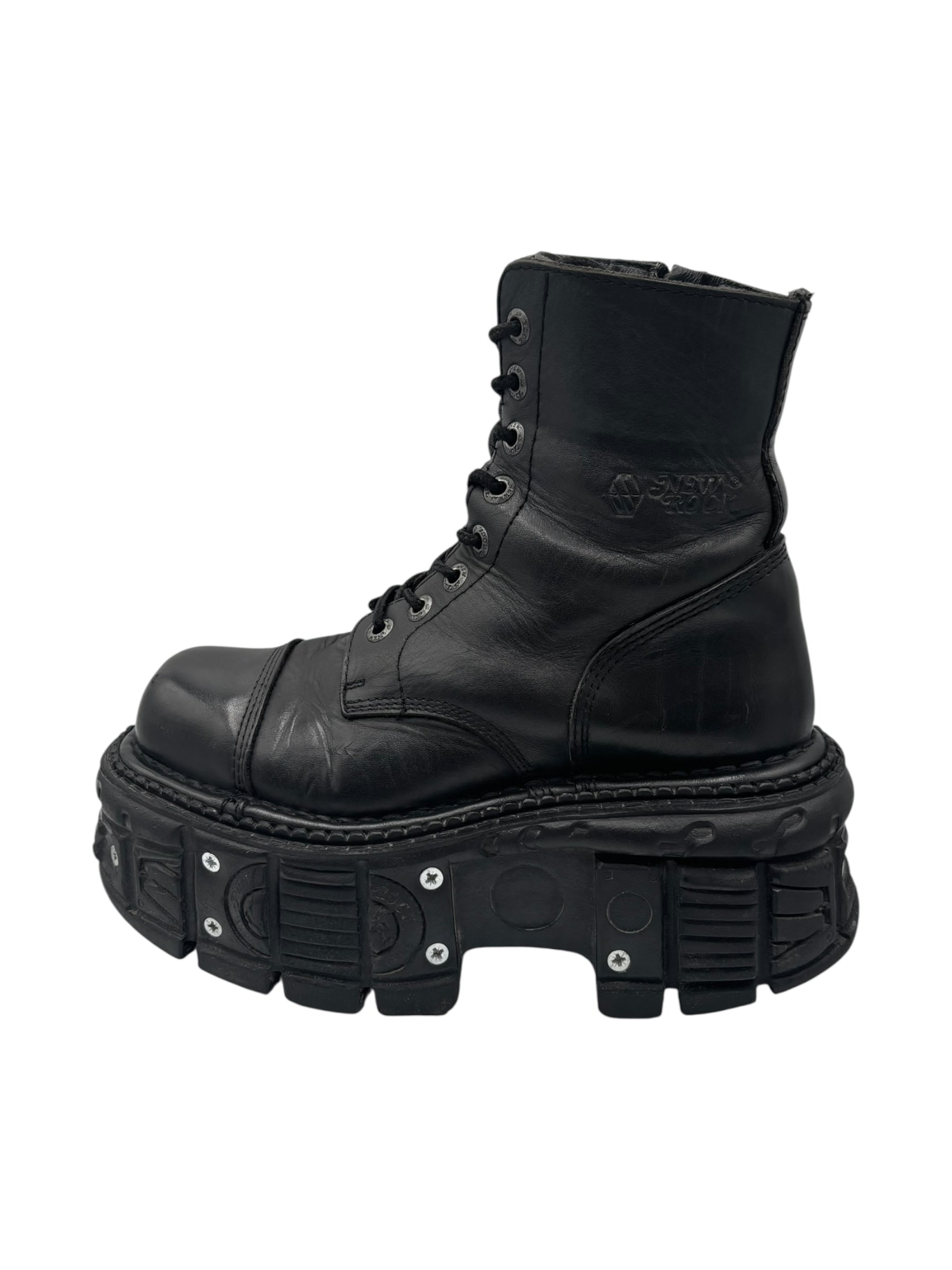 Vintage New Rock techno leather platform boots size 37