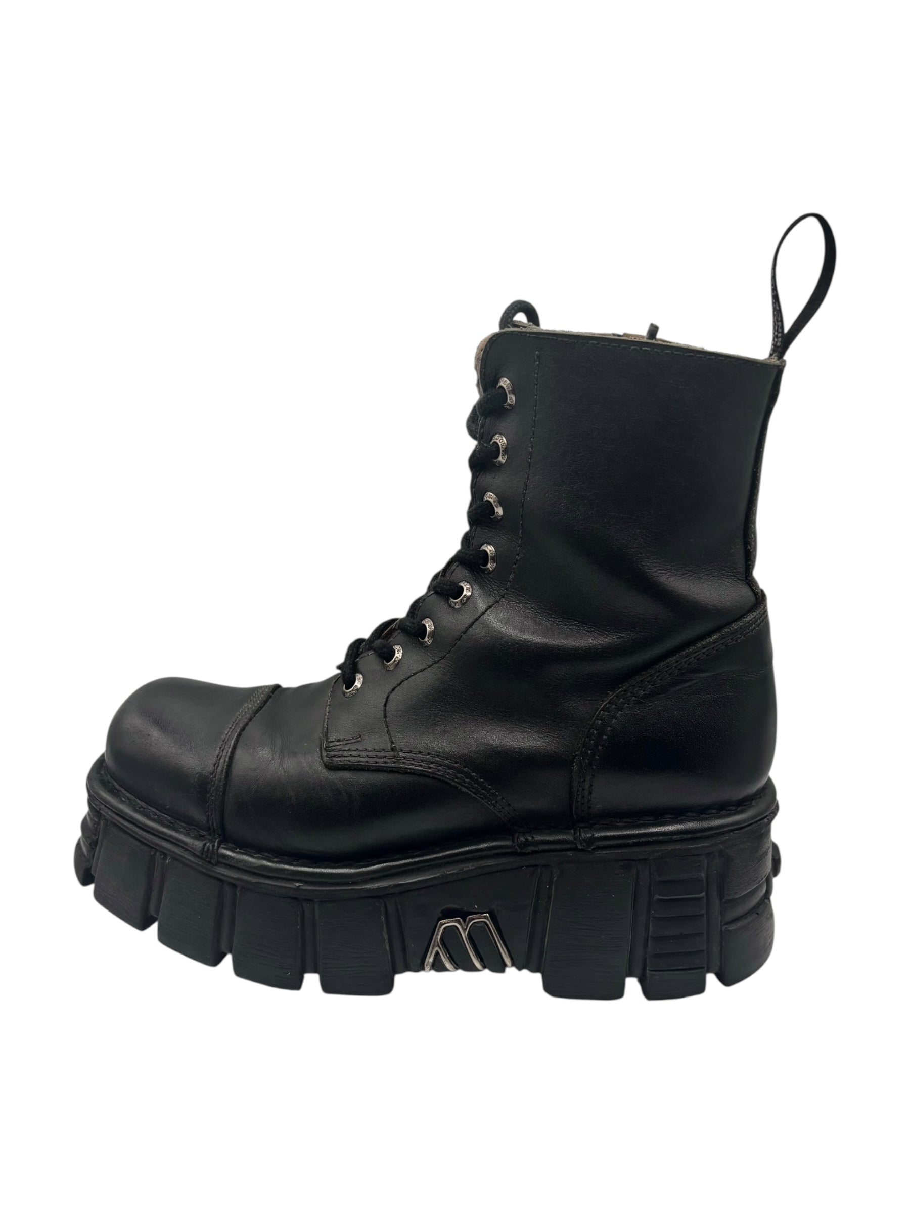 Vintage New Rock mili lace-up leather platform boots size 39